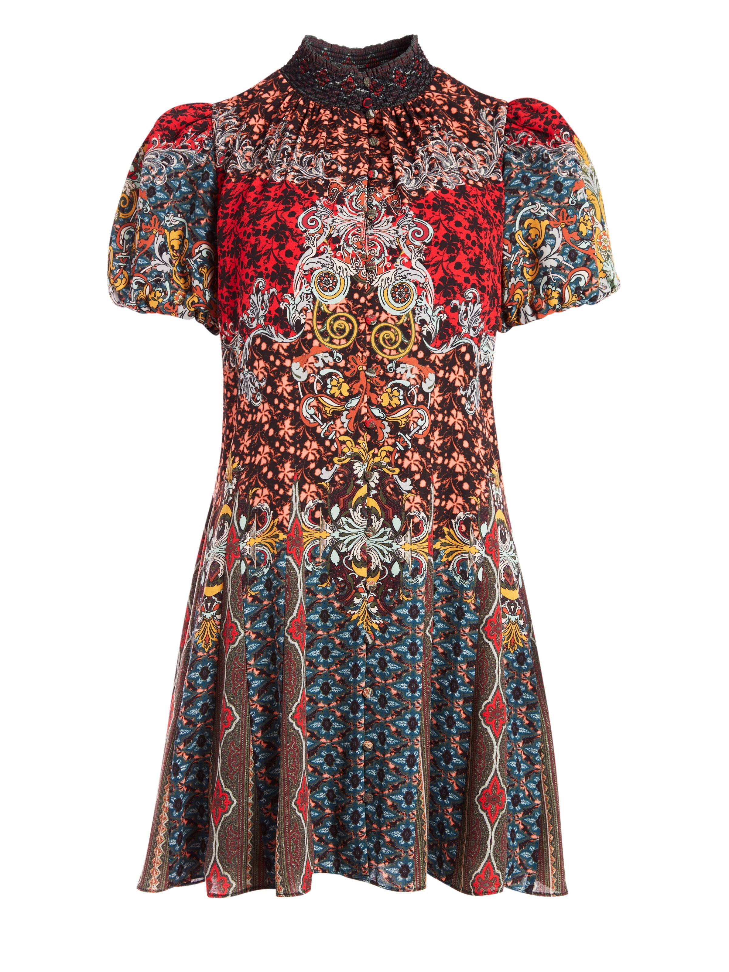 JANIS PUFF SLEEVE PAISLEY MINI DRESS-ALICE + OLIVIA