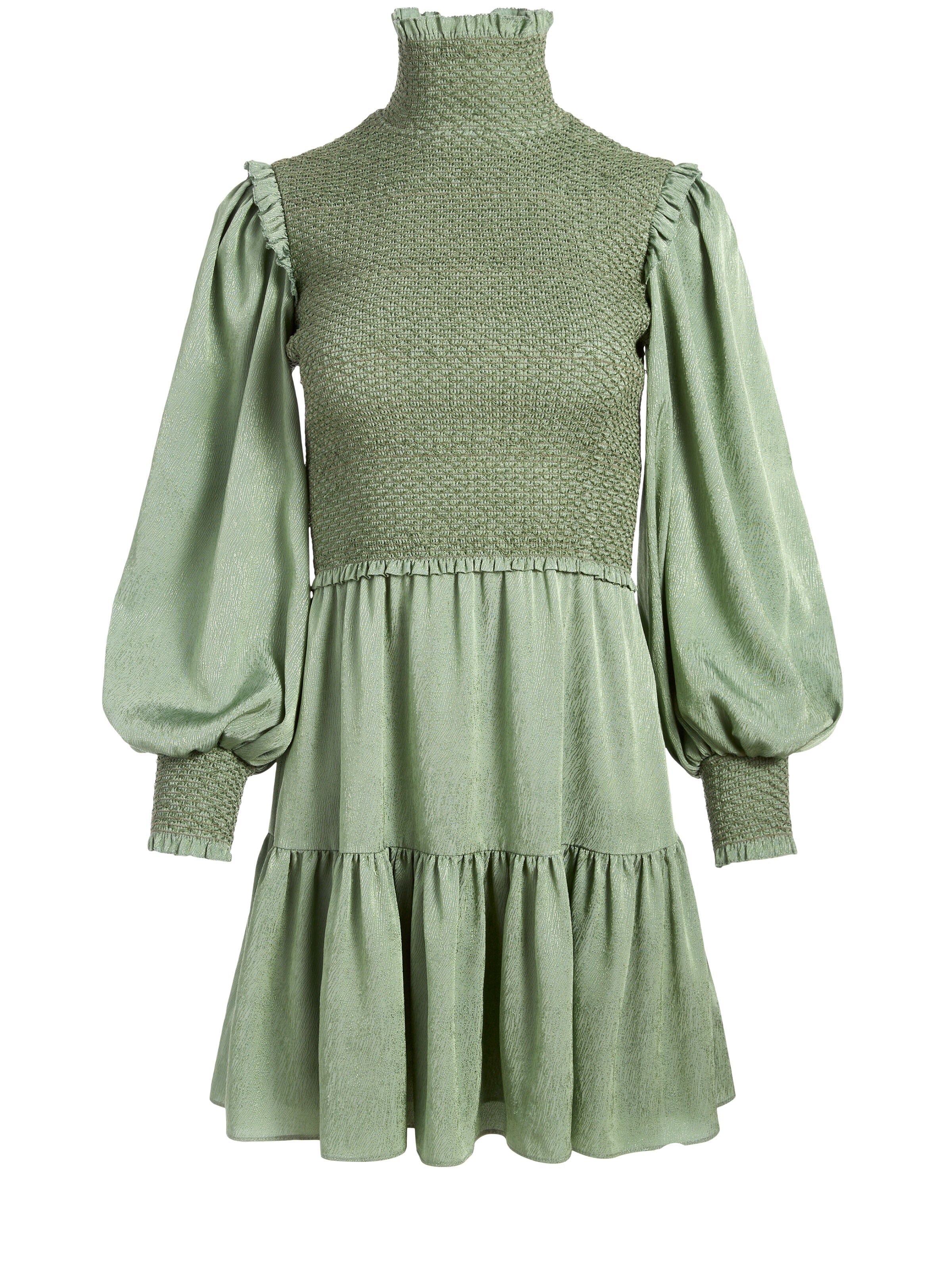 ELVIRA SMOCKED MOCK NECK MINI DRESS-ALICE + OLIVIA