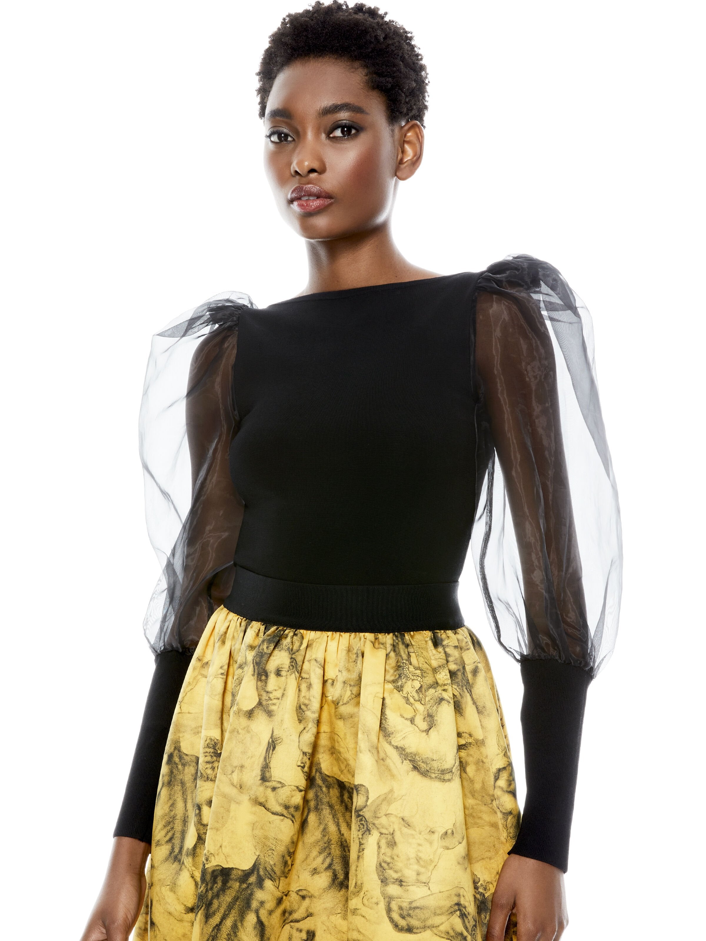 ABELLA PUFF SLEEVE CROP TOP-ARMY GREEN-ALICE + OLIVIA