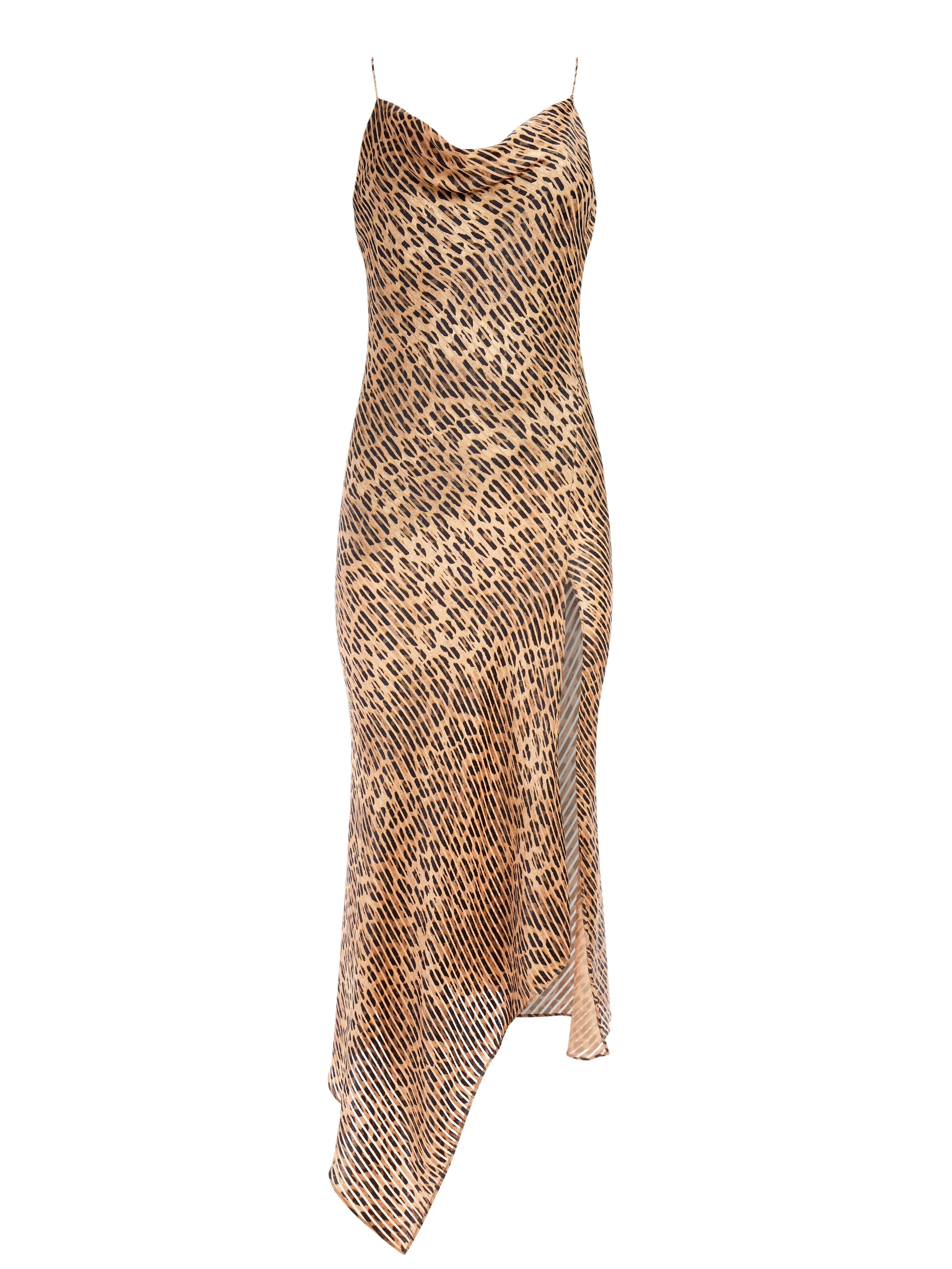 HARMONY ASYMMETRICAL MIDI DRESS-SPOTTED LEOPARD SM-ALICE + OLIVIA