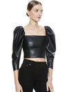 FRANCESCA VEGAN LEATHER TOP-ALICE + OLIVIA
