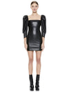 FRANCES VEGAN LEATHER MINI DRESS-Black-ALICE + OLIVIA