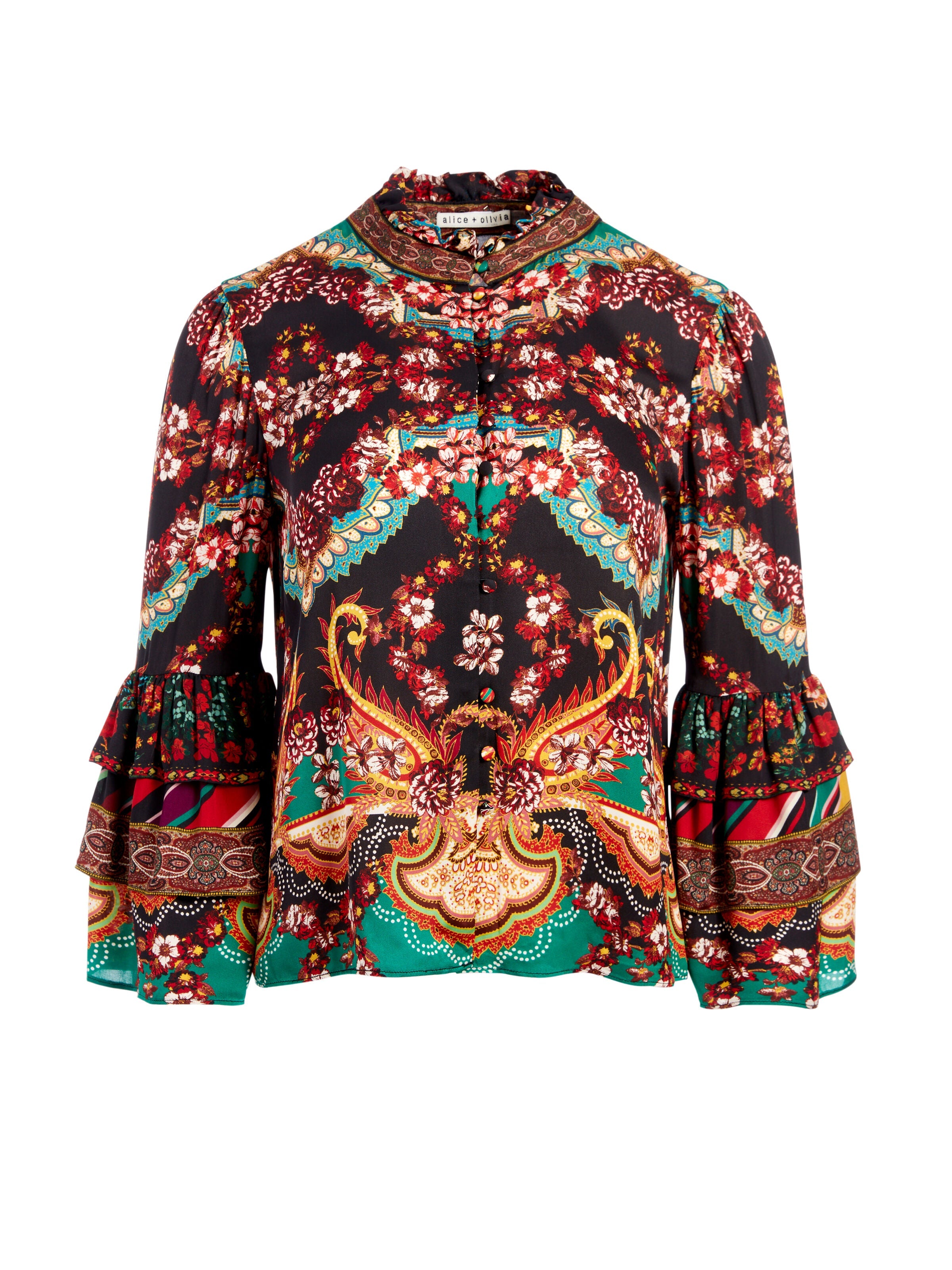 LIBERTY RUFFLE NECK BLOUSE-ALICE + OLIVIA
