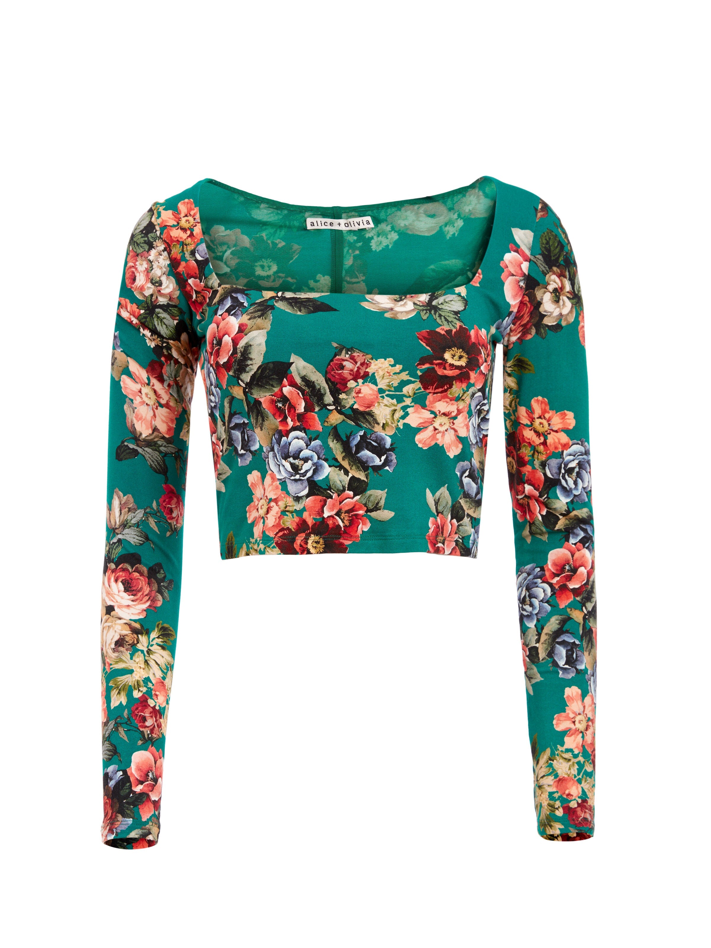 DELAINA FLORAL CROP TOP-ALICE + OLIVIA