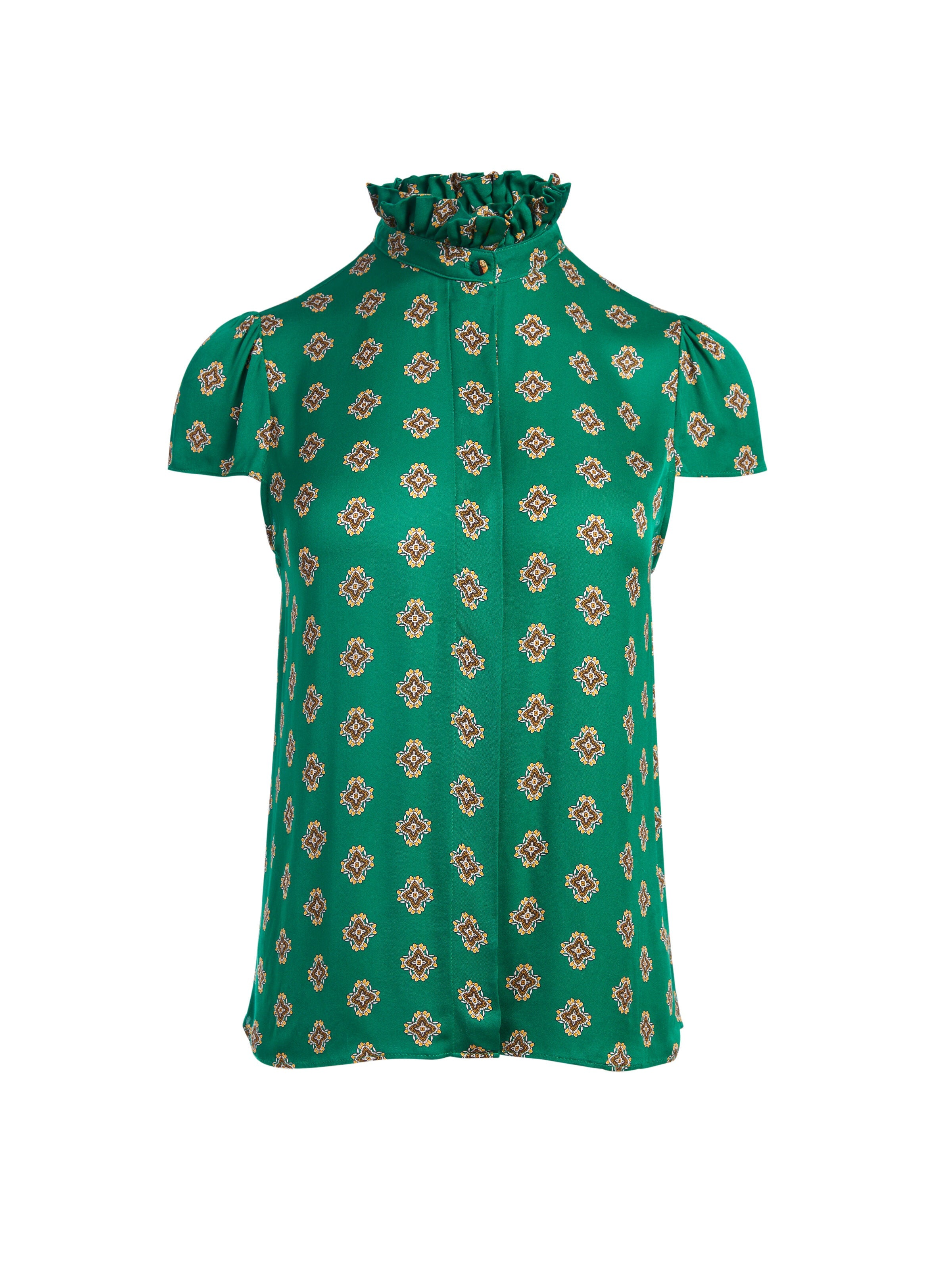 JULIETTE BUTTON FRONT BLOUSE-FOULARD-ALICE + OLIVIA