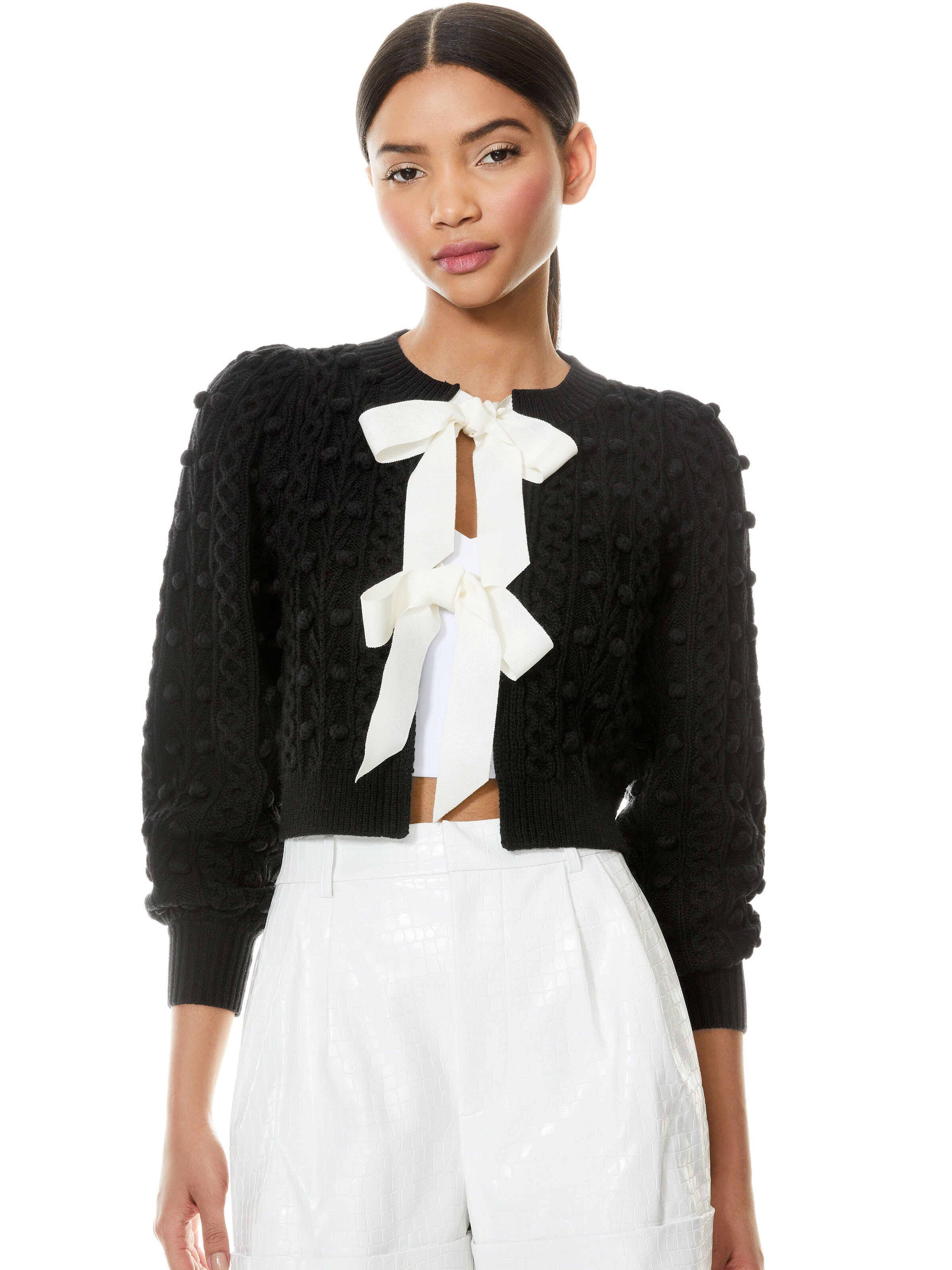 KITTY PUFF SLEEVE CARDIGAN-ALICE + OLIVIA