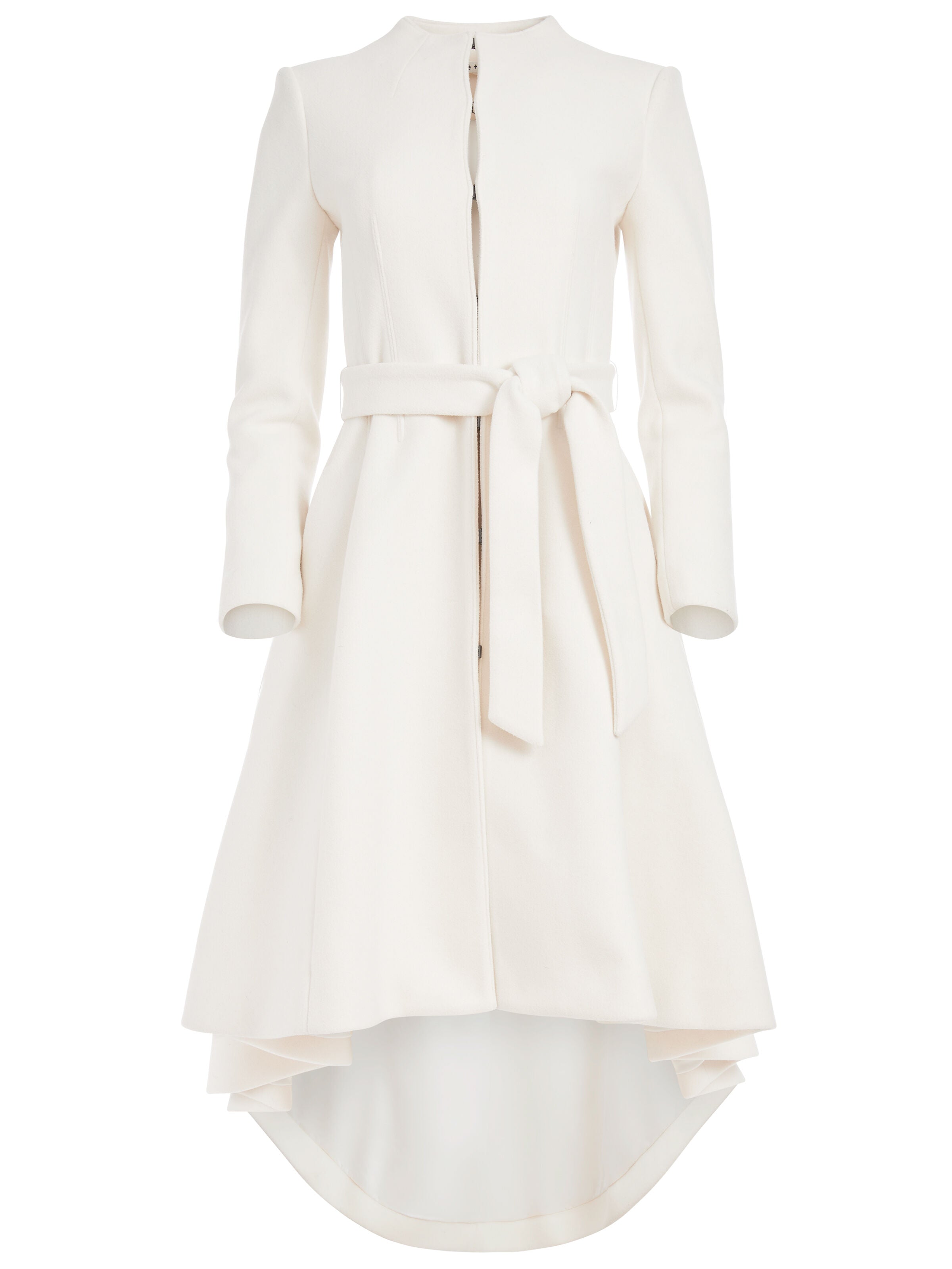 BAIN BELTED HIGH NECK COAT-White-ALICE + OLIVIA