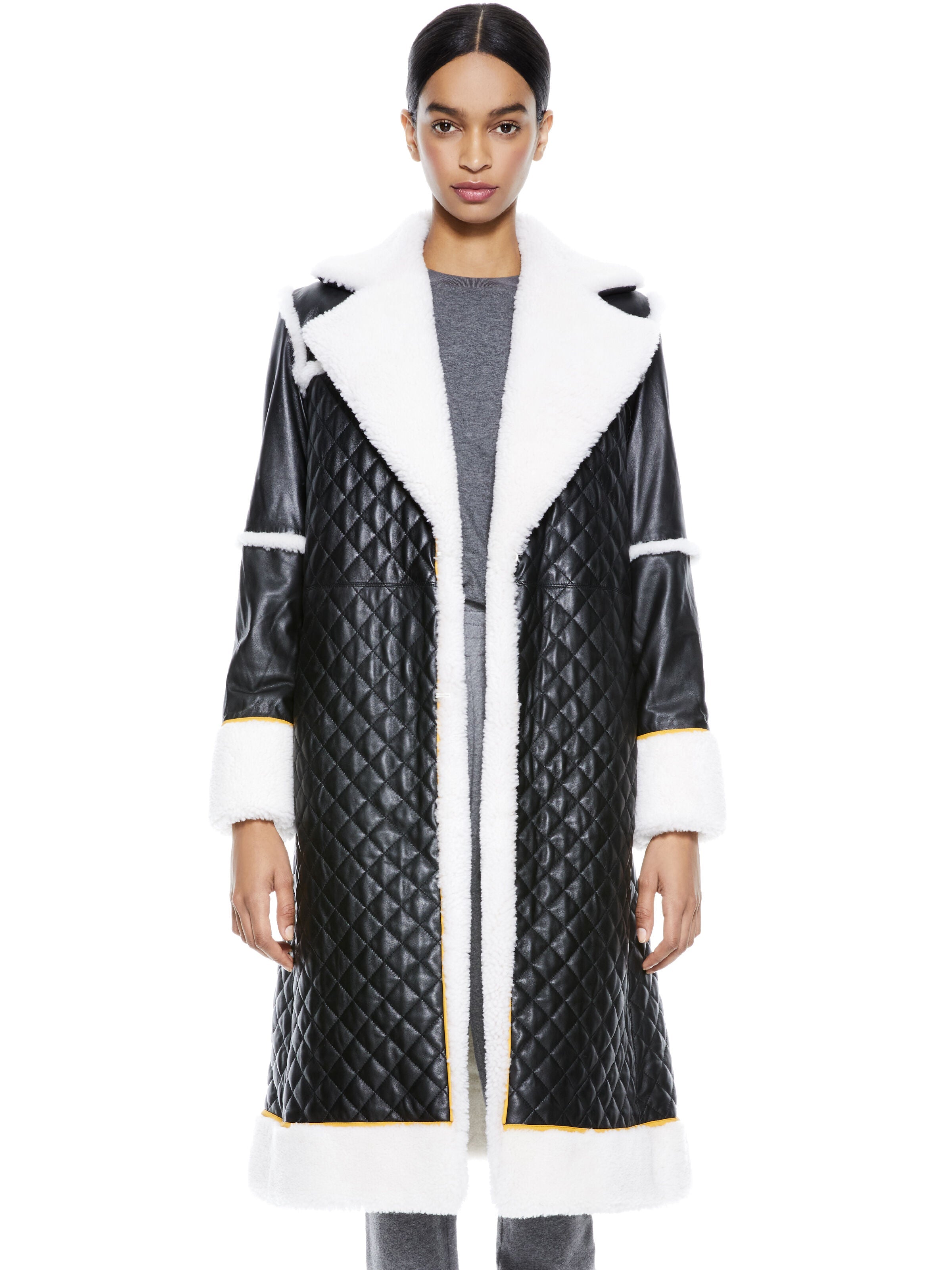 LUSIANA QUILTED LEATHER MIDI COAT-ALICE + OLIVIA