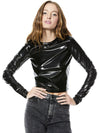 DELAINA VEGAN LEATHER CROP TOP-Black-ALICE + OLIVIA