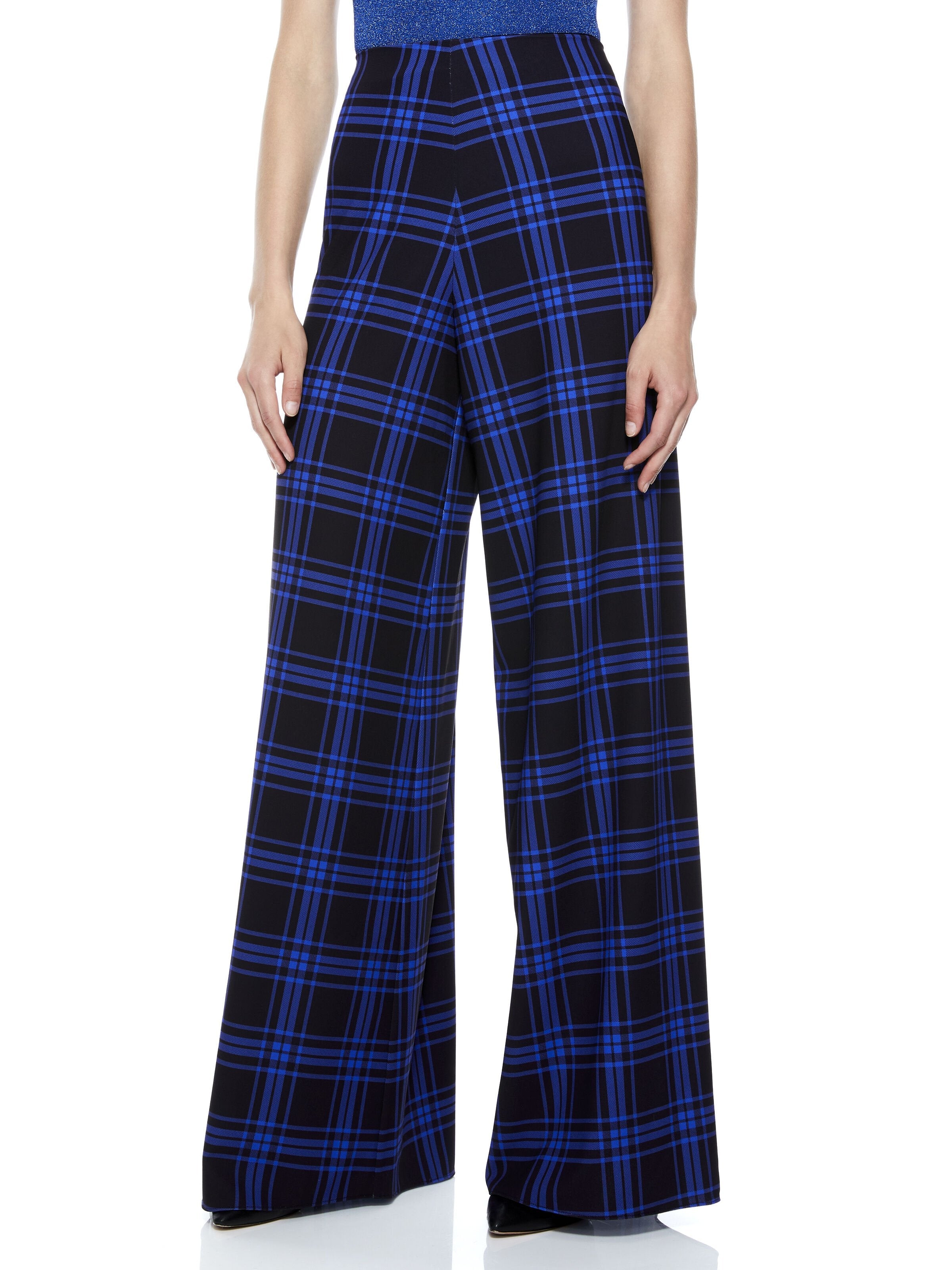 ATHENA PLAID WIDE LEG PANT-ALICE + OLIVIA