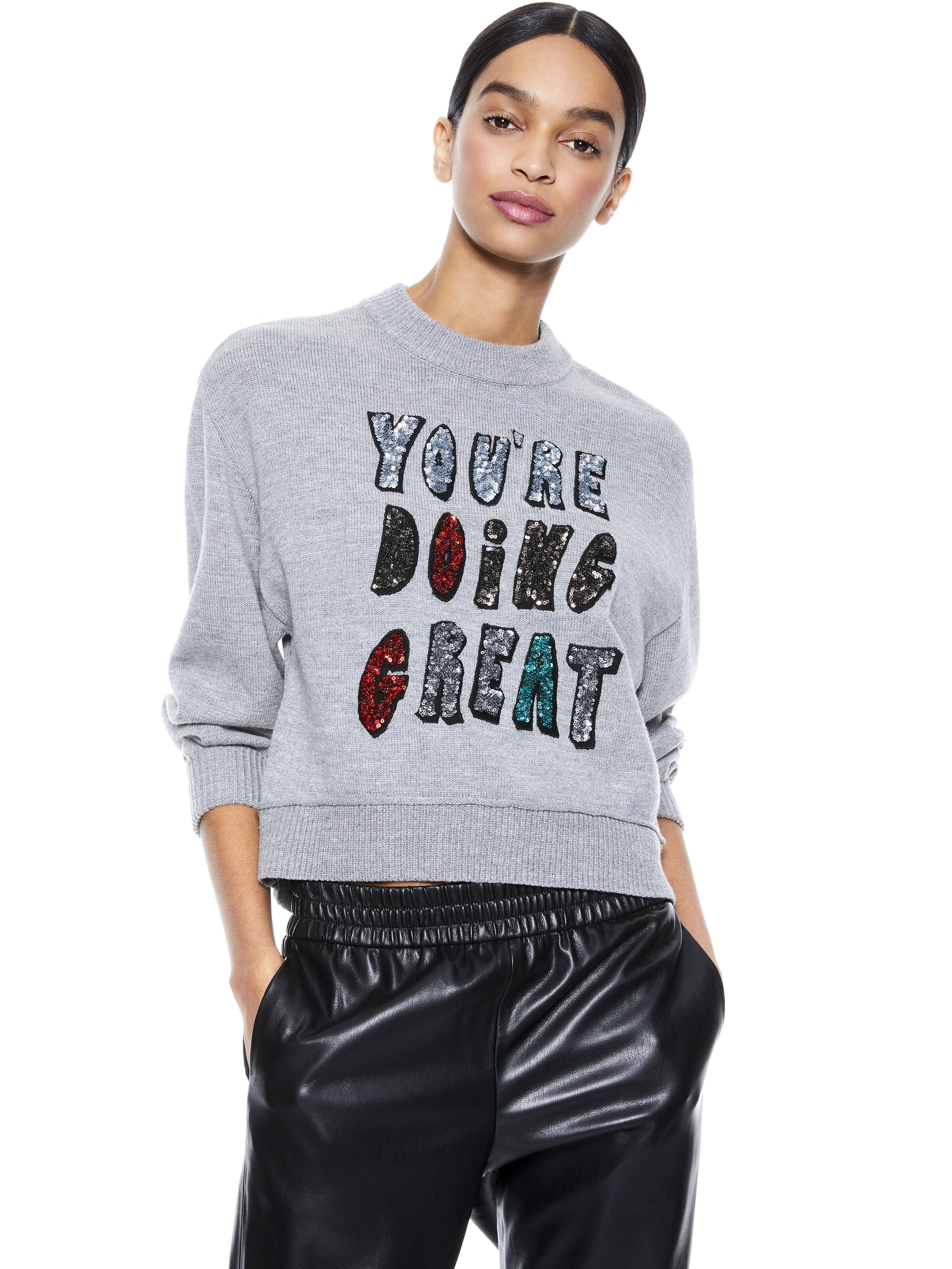 DENVER SEQUIN SWEATER-ALICE + OLIVIA