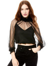 ALEXIA RUFFLE NECK CROP TOP-ALICE + OLIVIA