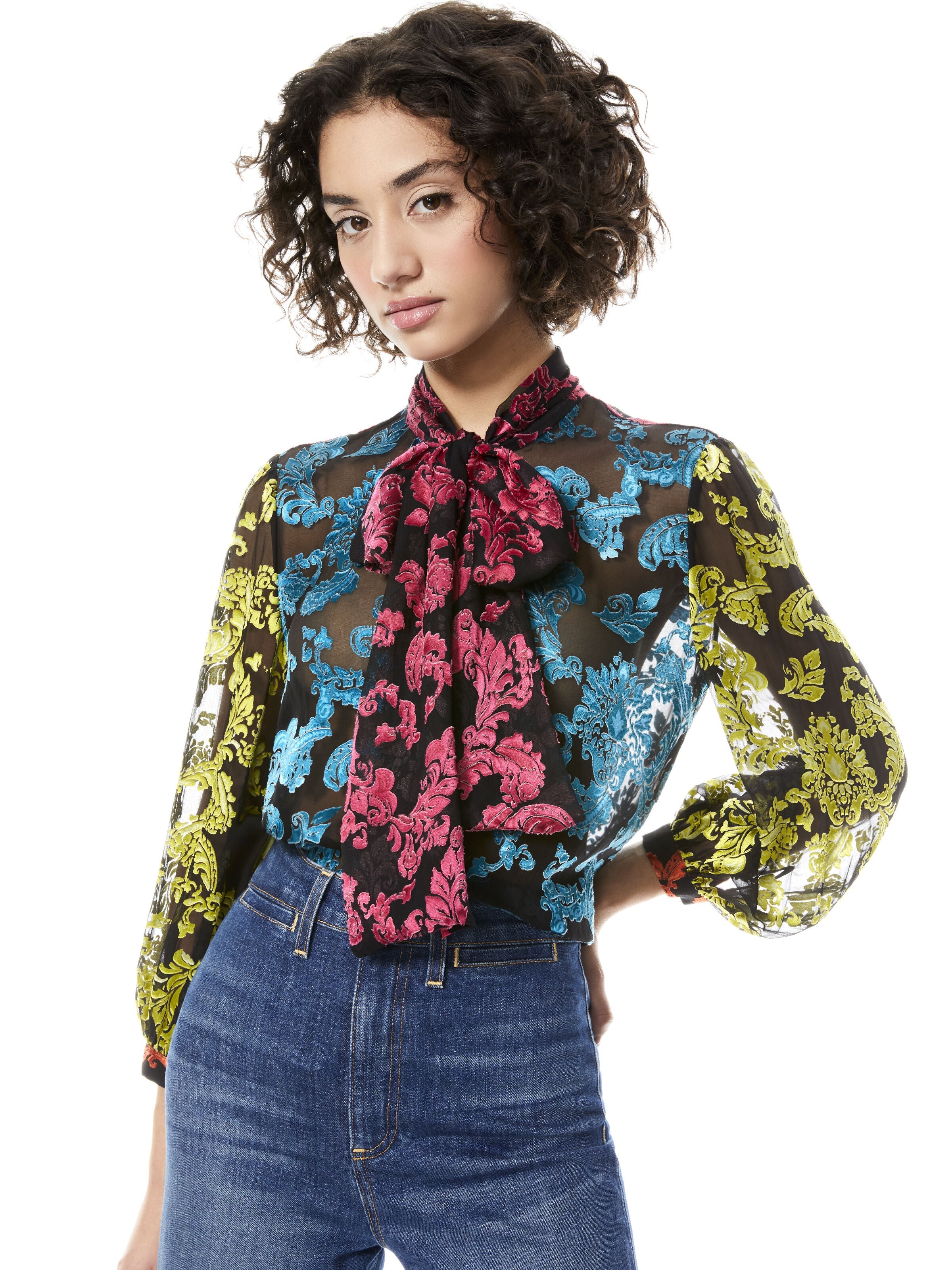 JEANNIE BOW COLLAR BUTTON DOWN-ALICE + OLIVIA