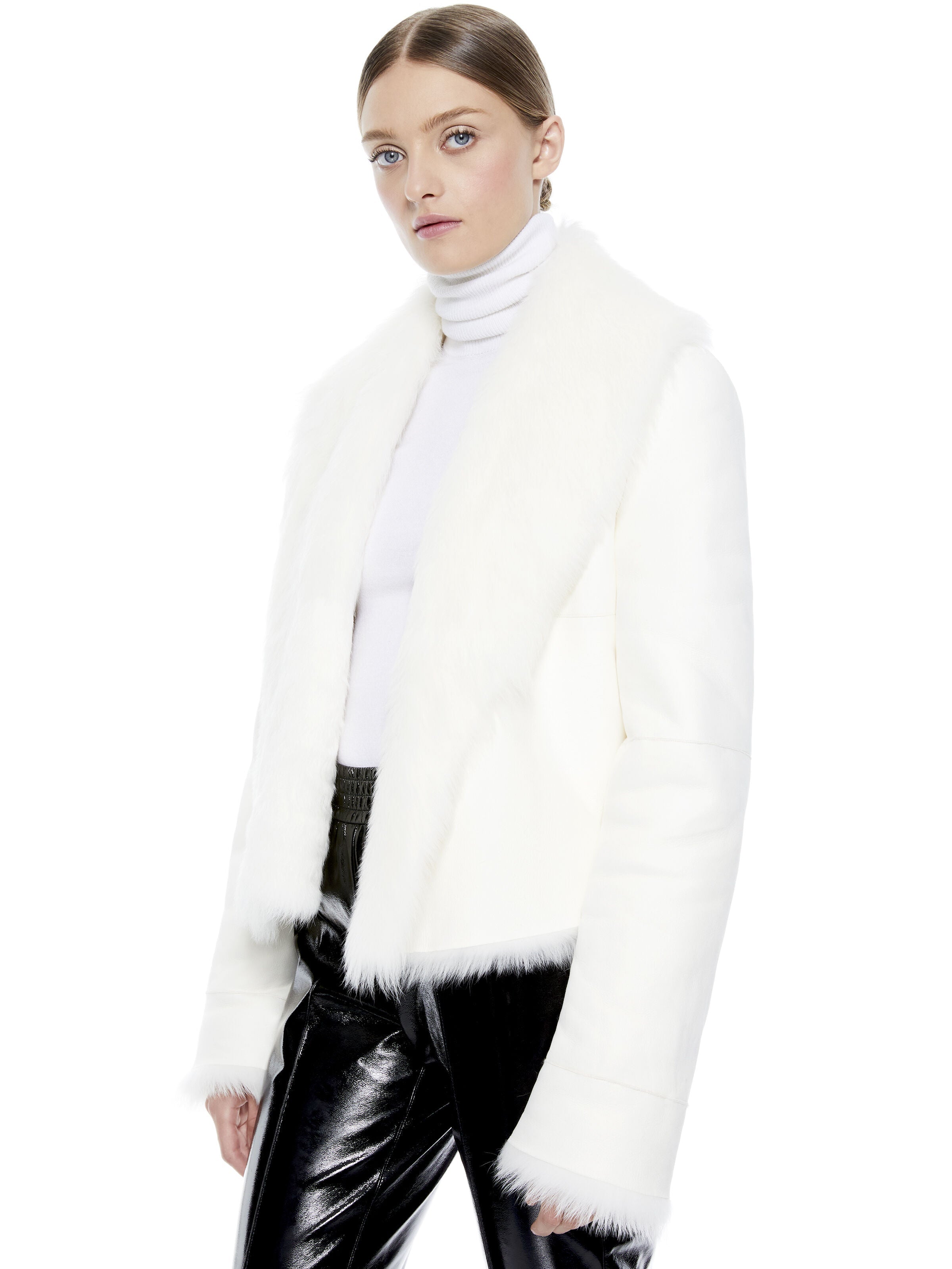 JACKS REVERSIBLE SHEARLING COAT-OFF WHITE-ALICE + OLIVIA
