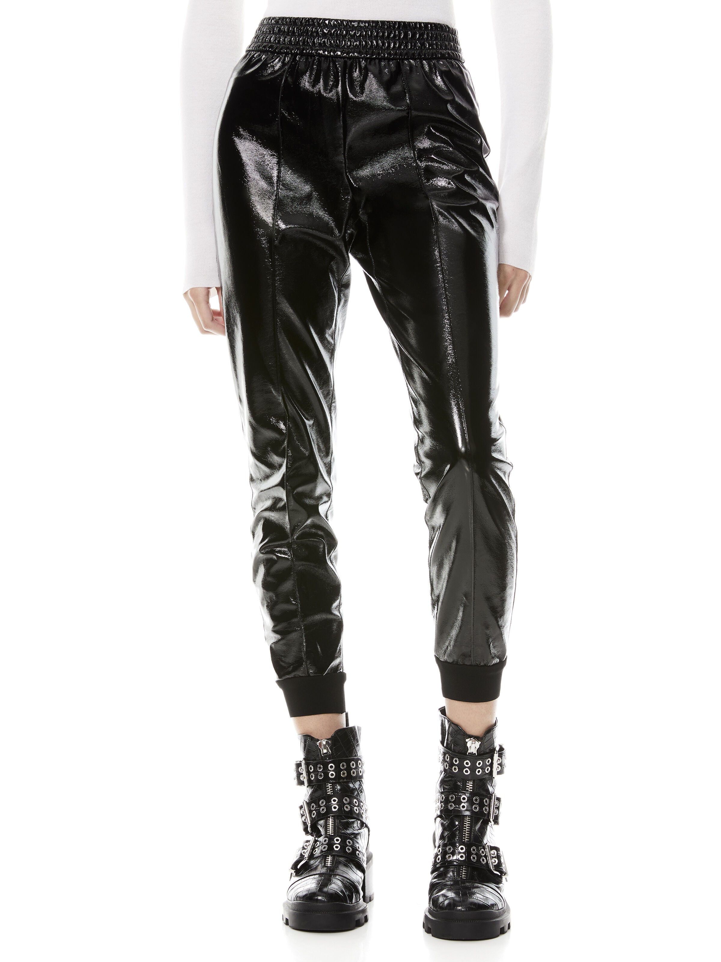 TOKYO VEGAN LEATHER JOGGER-Black-ALICE + OLIVIA