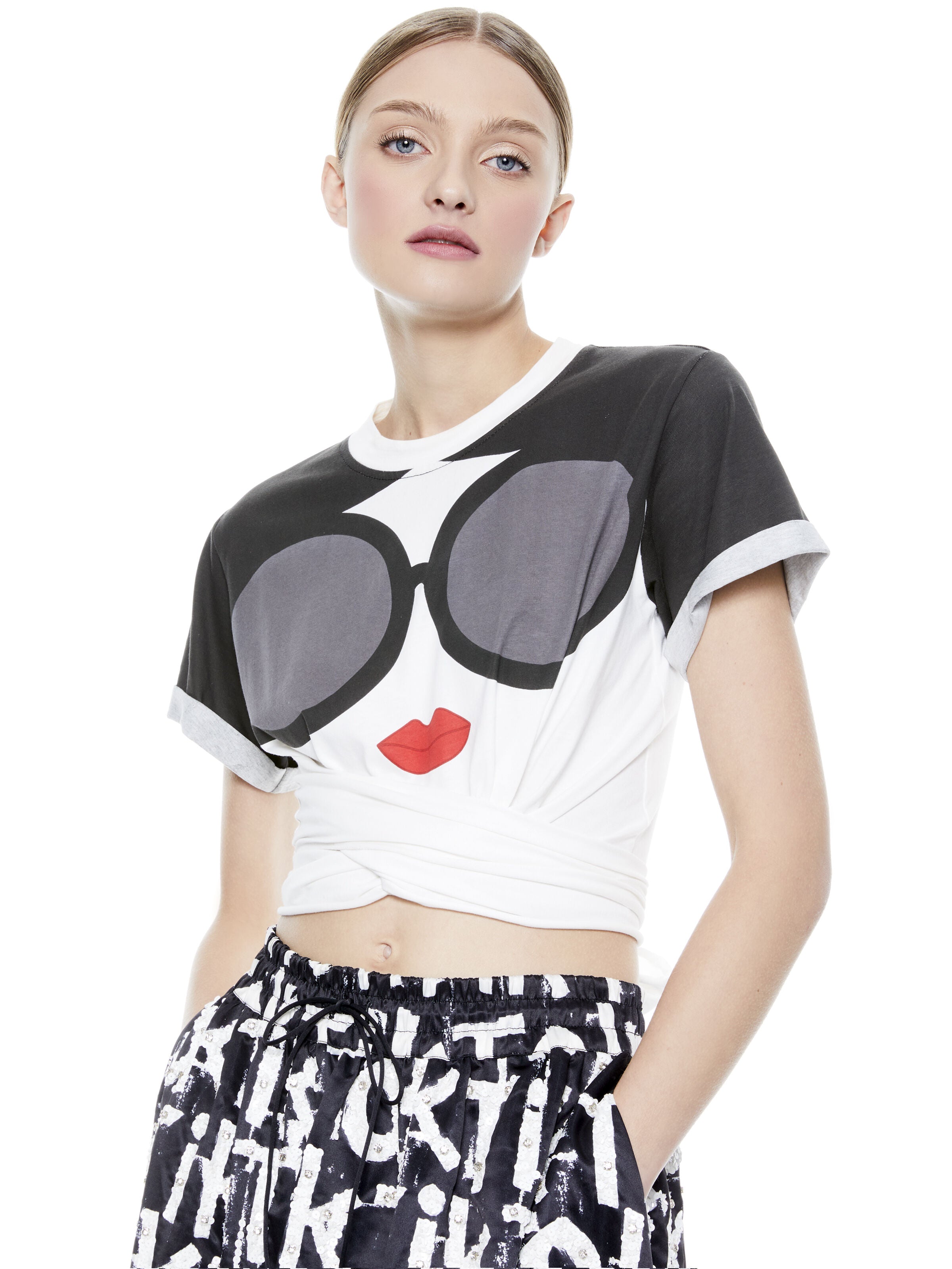 AO X TIKTOK JASPER ROLL SLEEVE TEE-ALICE + OLIVIA