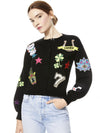 ZOLA PATCH EMBROIDERED CARDIGAN-BLK MULTI-ALICE + OLIVIA