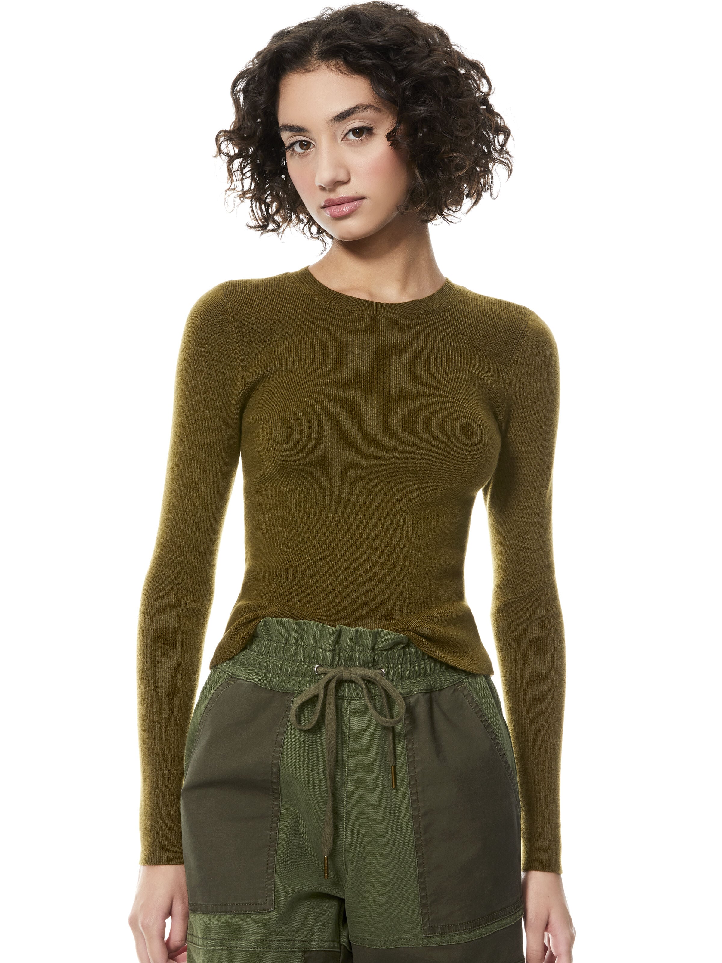 CIARA CROPPED PULLOVER-OLIVE-ALICE + OLIVIA