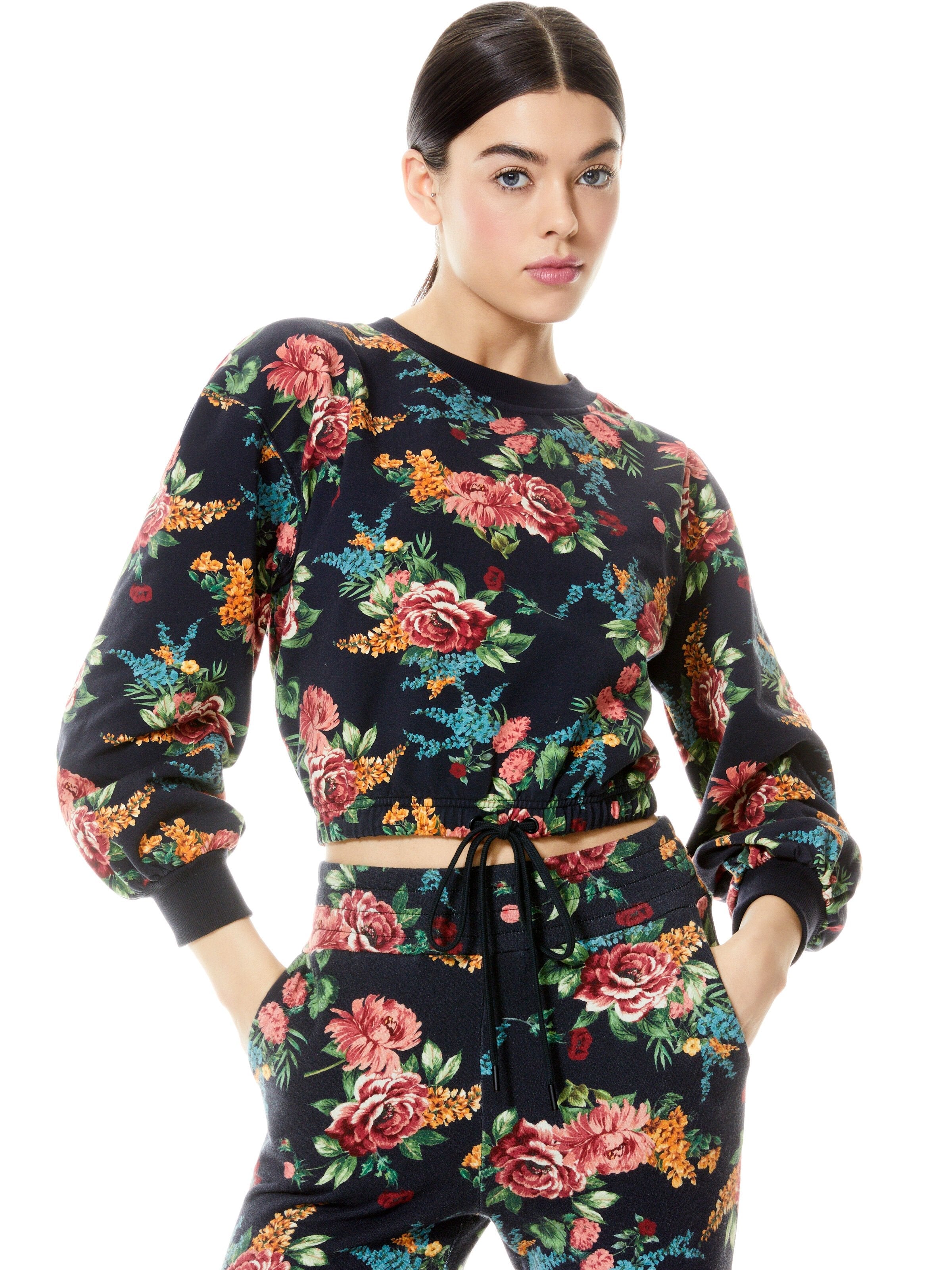 BERNETTA FLORAL PULLOVER-FLORAL EXPRESS SM BLACK-ALICE + OLIVIA