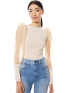 ABELLA PUFF SLEEVE CROP TOP-ARMY GREEN-ALICE + OLIVIA