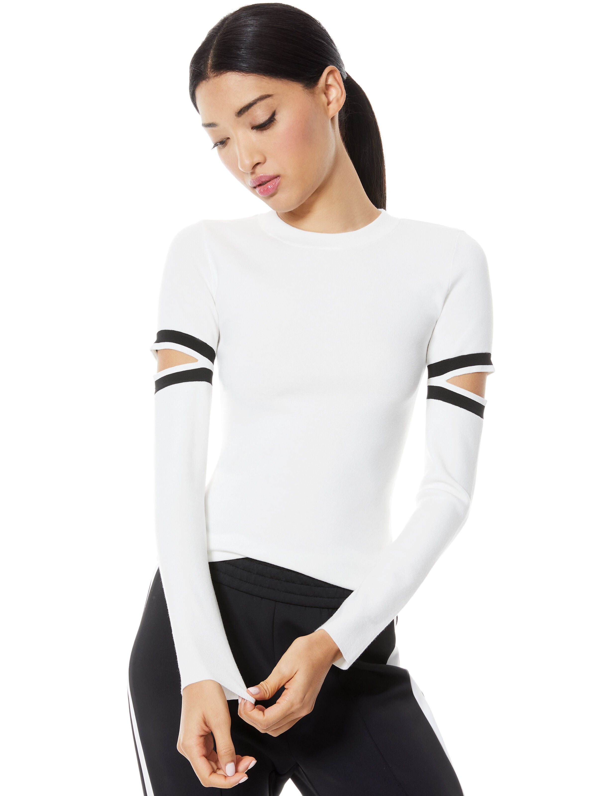 JAZI CUT OUT SLEEVE PULLOVER-ALICE + OLIVIA