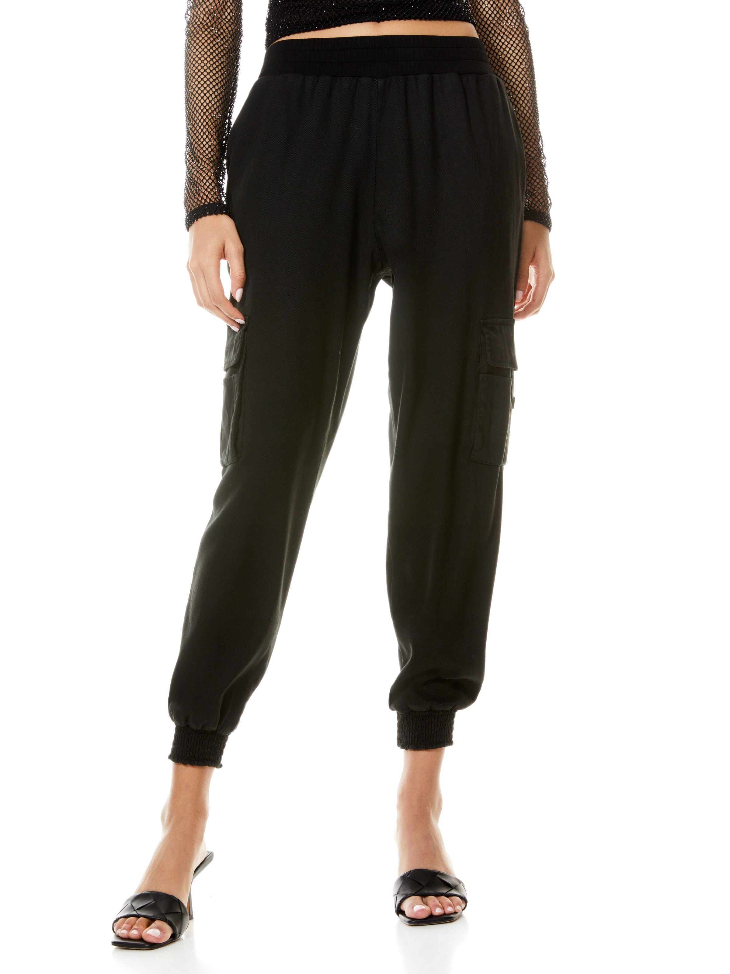 DEDE SMOCKED WAIST CARGO PANT-ALICE + OLIVIA