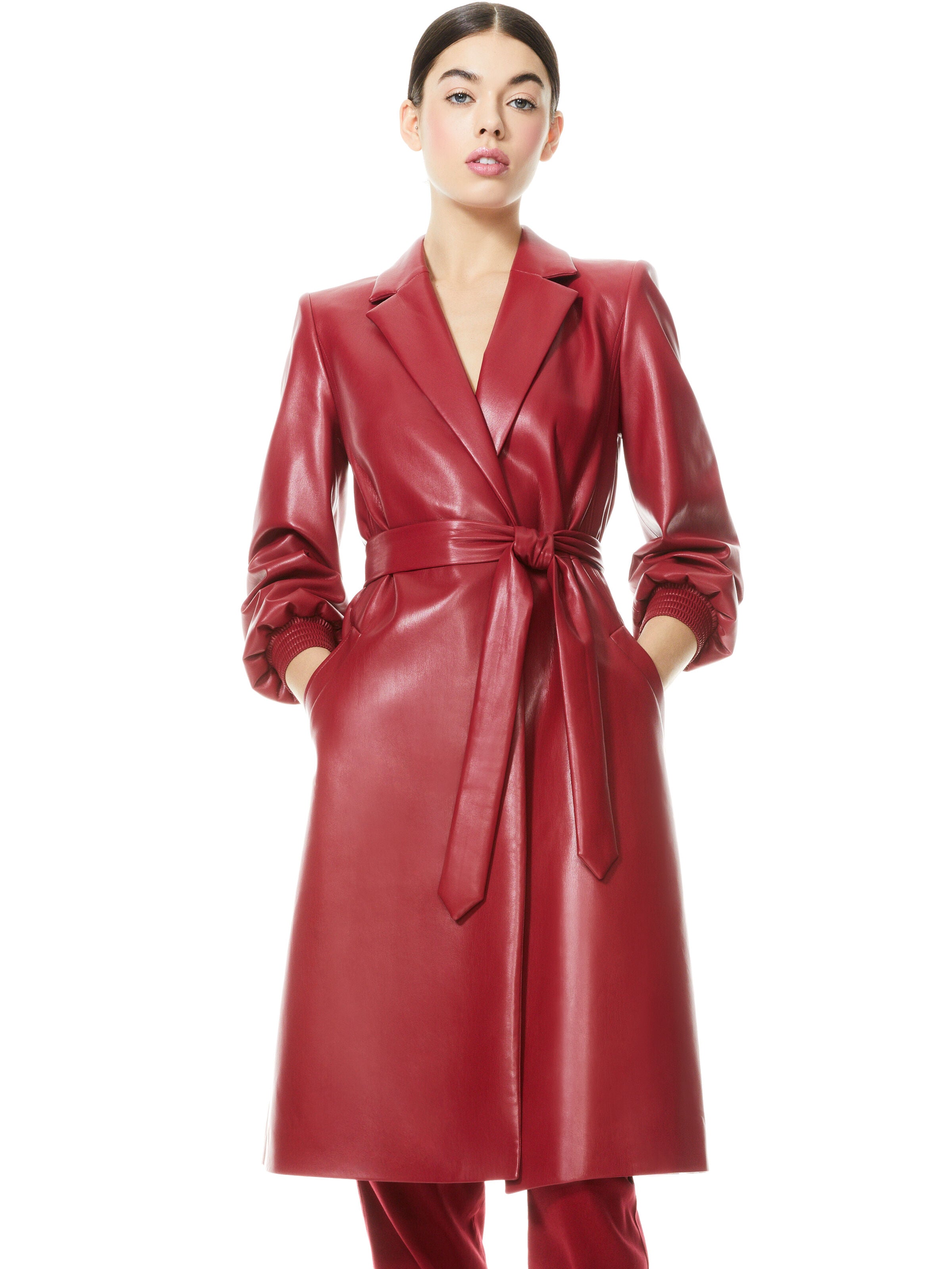 TAMESHA VEGAN LEATHER COAT-ALICE + OLIVIA