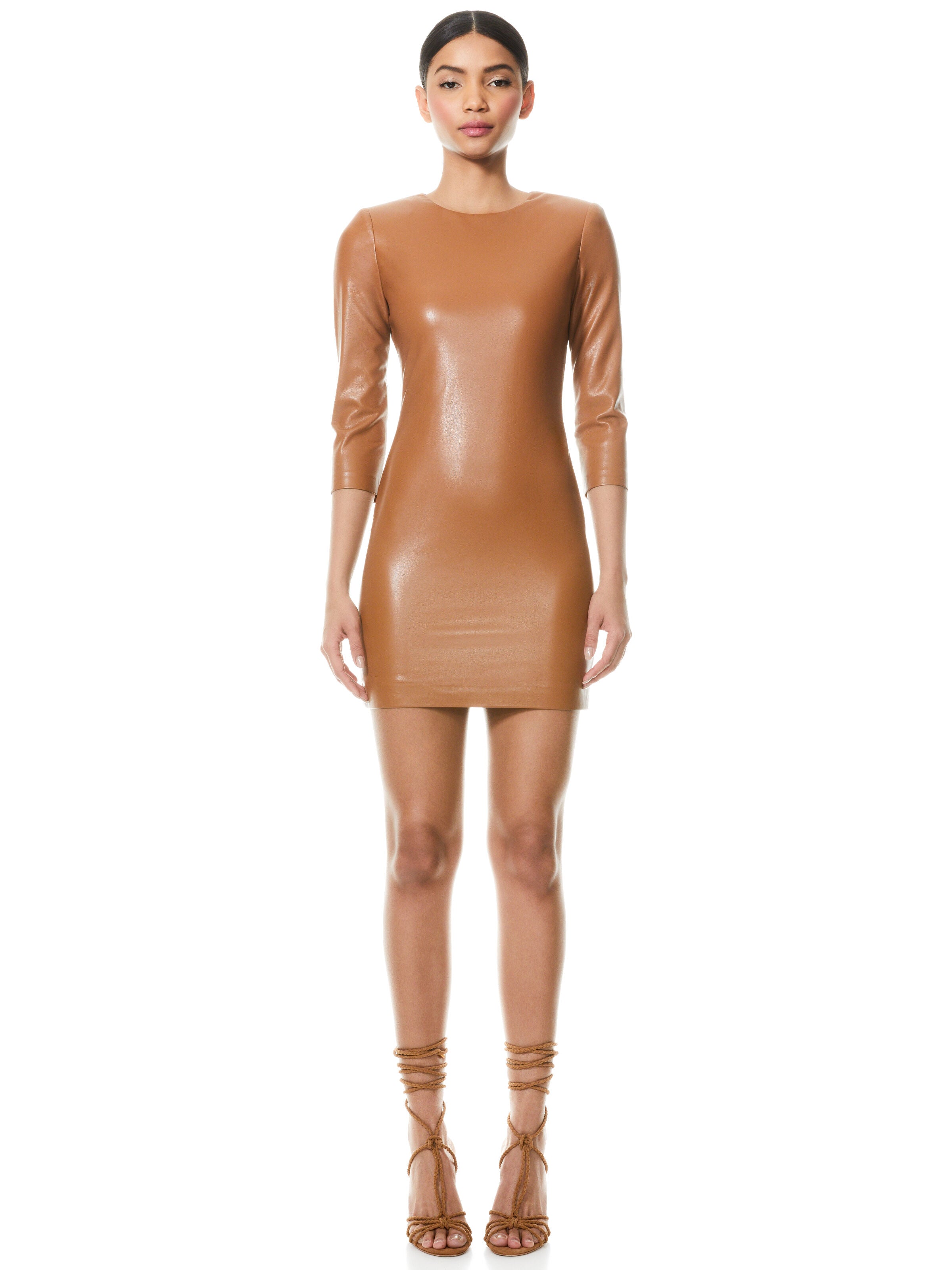 INKA VEGAN LEATHER MINI DRESS-ALICE + OLIVIA