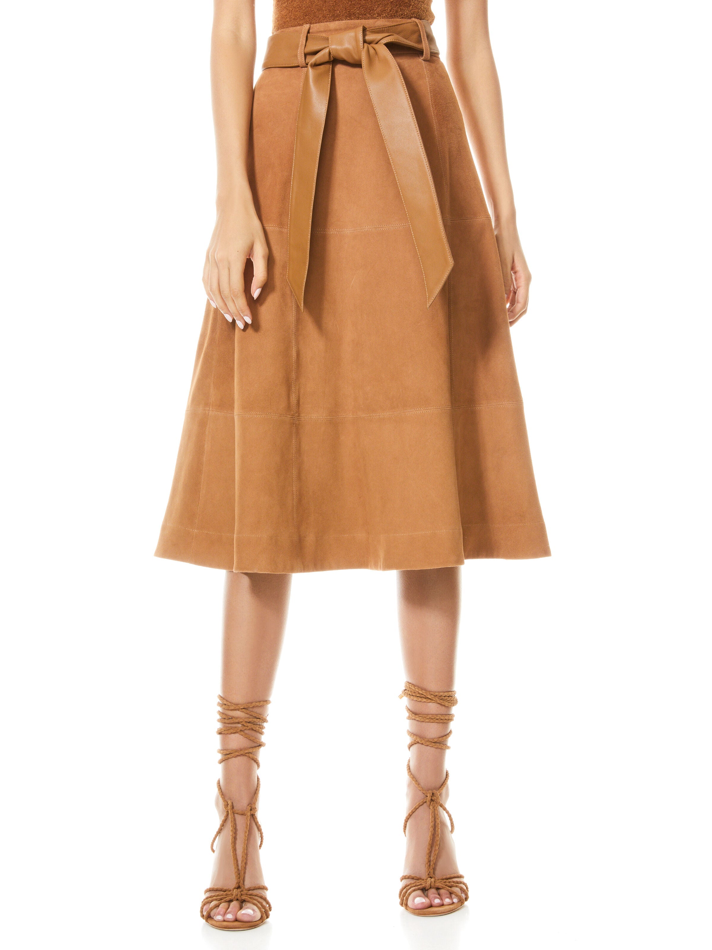 MARTINE BELTED SUEDE MIDI SKIRT-ALICE + OLIVIA