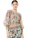 CHERELLE BUTTON DOWN BLOUSE-FLOWER POT ECRU MULTI-ALICE + OLIVIA