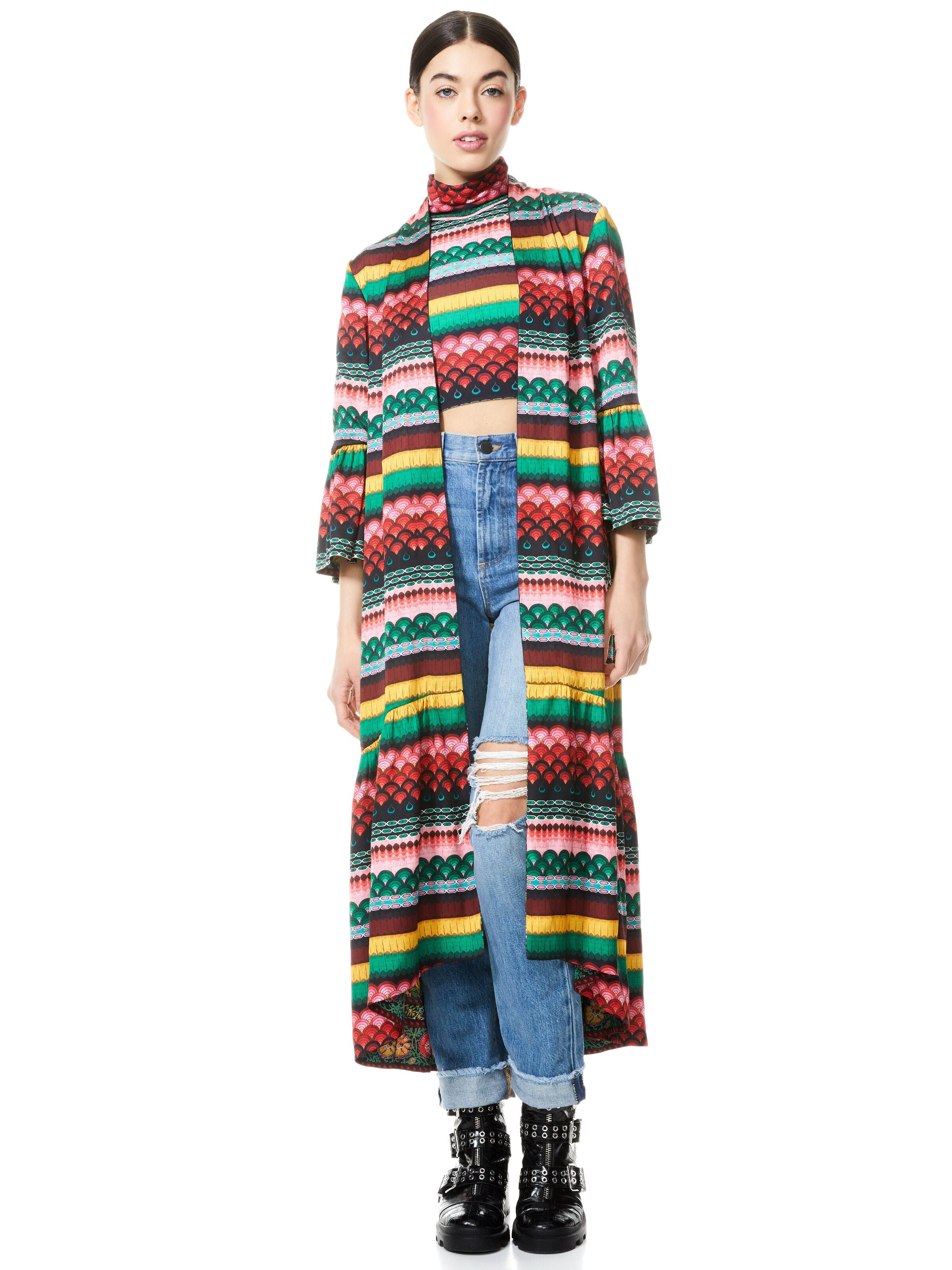 DOTTIE REVERSIBLE KIMONO-FLOWER POT BLK MULTI/COMBO-ALICE + OLIVIA
