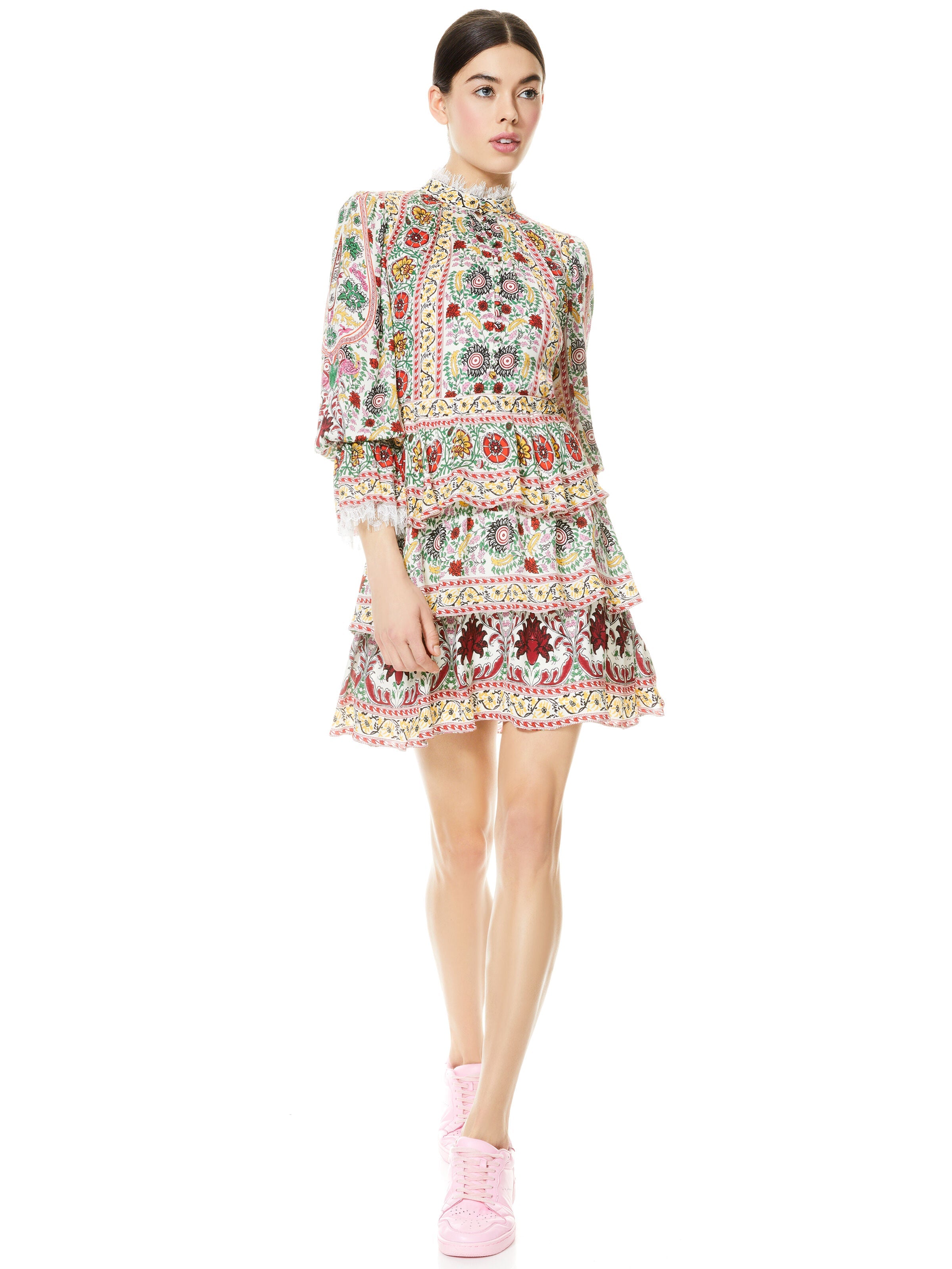 LAWSON MOCK NECK FLORAL MINI DRESS-ALICE + OLIVIA
