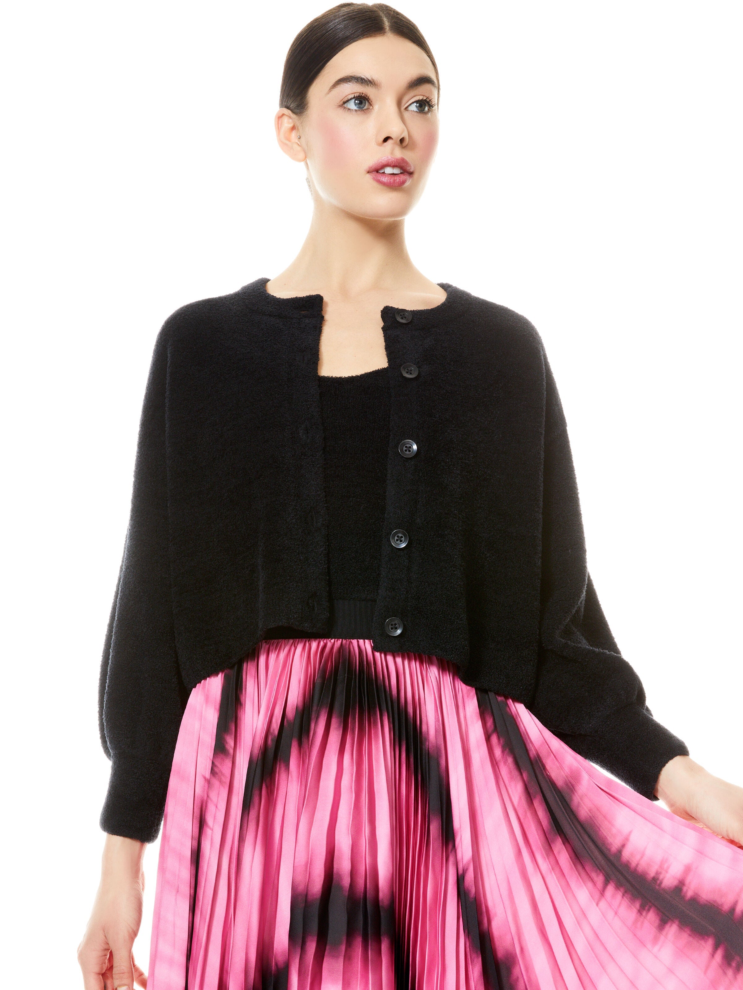 SYLVIE FUZZY CROPPED CARDIGAN-ALICE + OLIVIA
