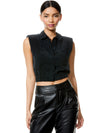ARIELLE STRONG SHOULDER CROP TOP-ALICE + OLIVIA