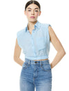ARIELLE STRONG SHOULDER CROP TOP-ALICE + OLIVIA