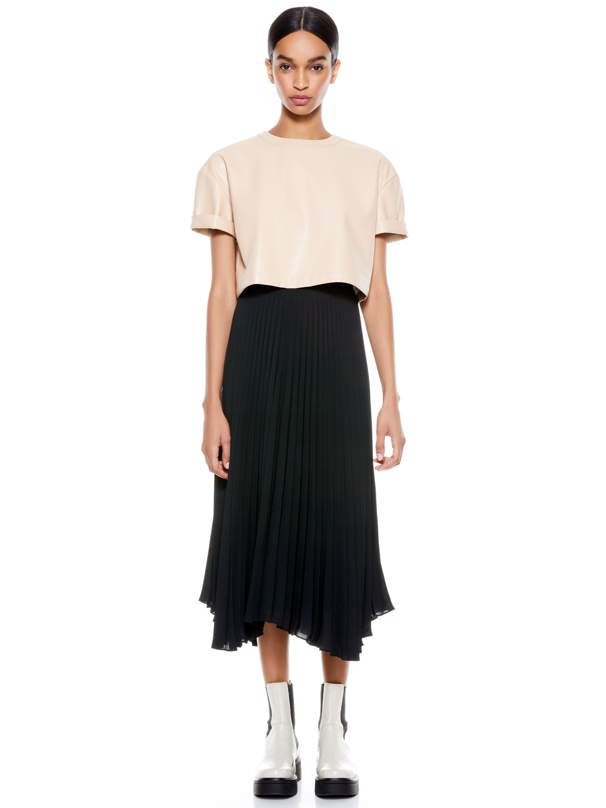 SERITA VEGAN LTHR CRP BOXY TOP-ALICE + OLIVIA