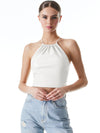 ZUMI VEGAN LEATHER HALTER TOP-ALICE + OLIVIA