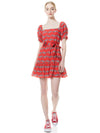 COLLETTE PUFF SLEEVE MINI DRESS-ZEBRA STRIDE BRIGHT POPPY-ALICE + OLIVIA