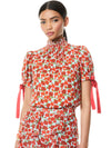 IRENE FLORAL MOCK NECK BLOUSE-FORGET ME NOT SM BRIGHT POPPY-ALICE + OLIVIA