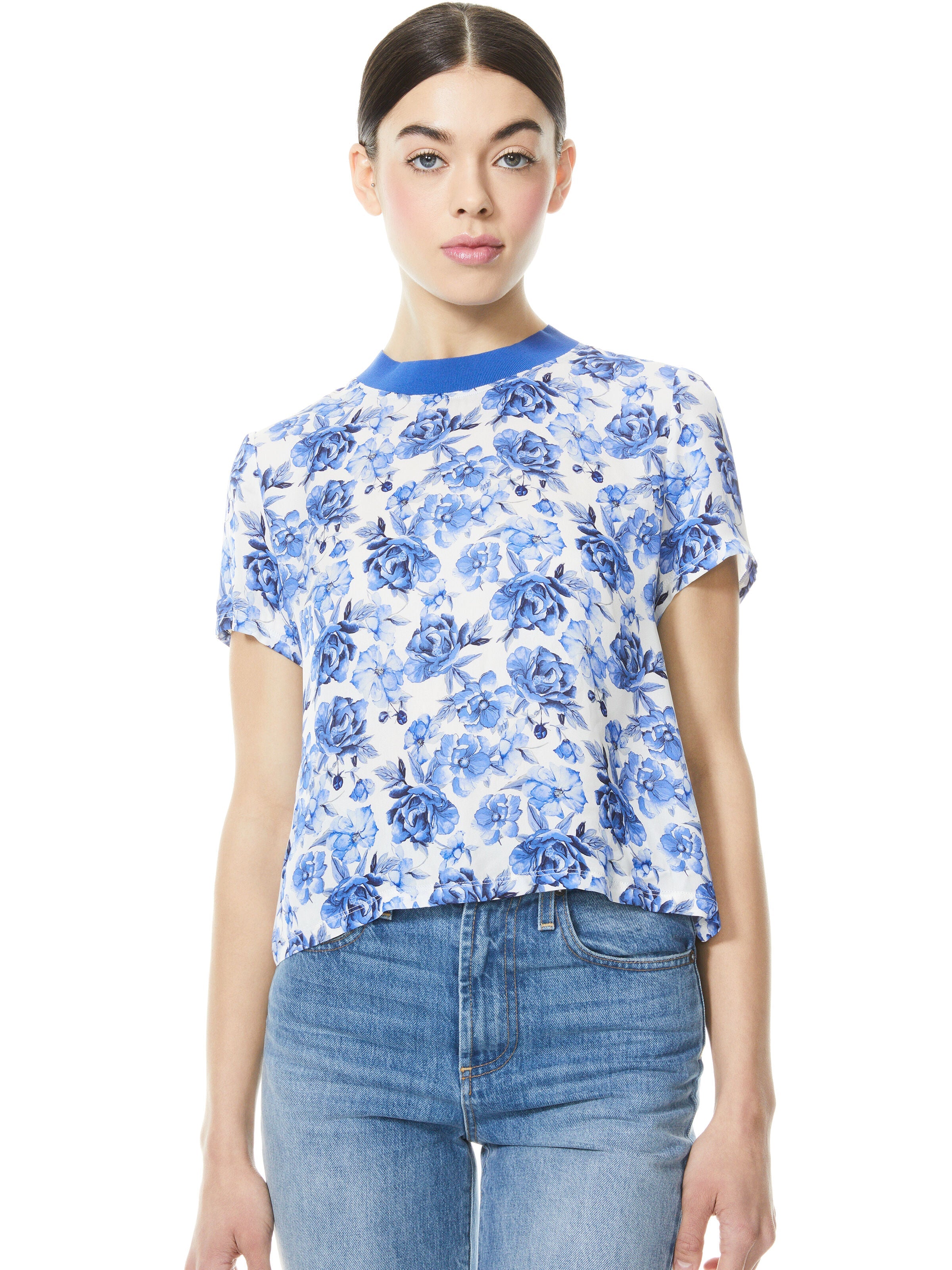 KANE FLORAL TIE FRONT TEE-ALICE + OLIVIA