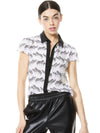 LATRINA COLLARED BLOUSE-ZEBRA STRIDE-ANTIQUE WHT/BLK-ALICE + OLIVIA