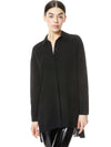 DIMITRA HIGH LOW BUTTON DOWN-Black-ALICE + OLIVIA
