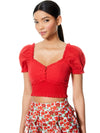 RIANNA PUFF SLEEVE CROP TOP-ALICE + OLIVIA