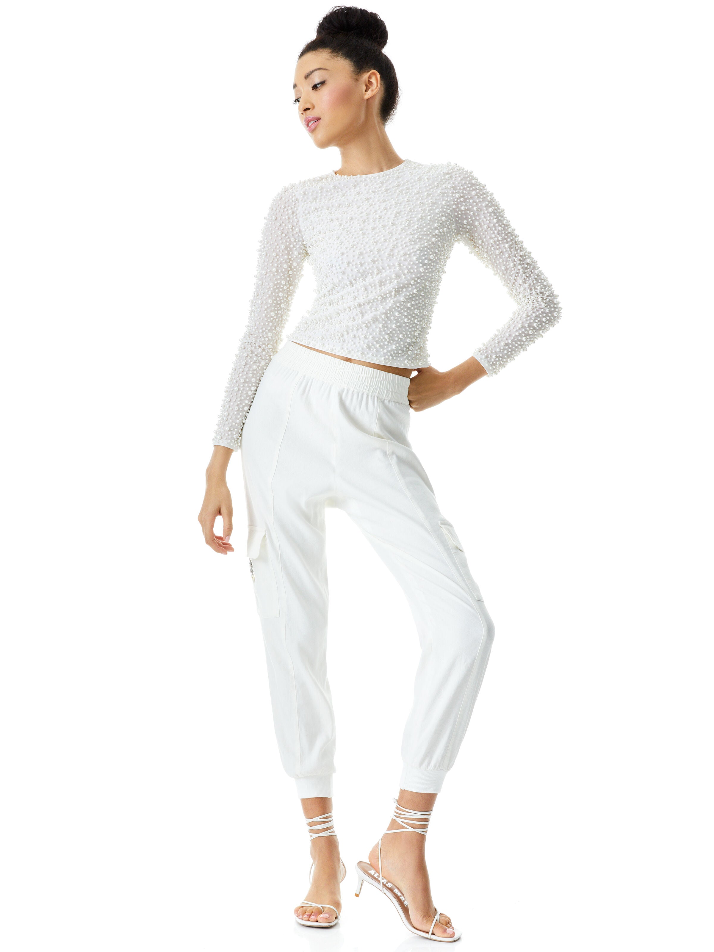 MONTAUK SOFT CARGO JOGGER-White-ALICE + OLIVIA