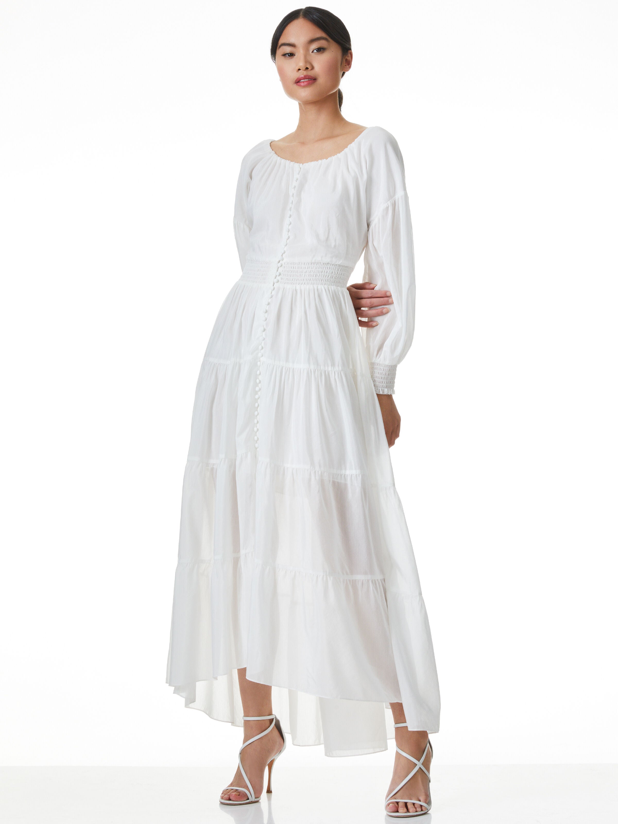 KIARA BUTTON FRONT HIGH LOW DRESS-ALICE + OLIVIA