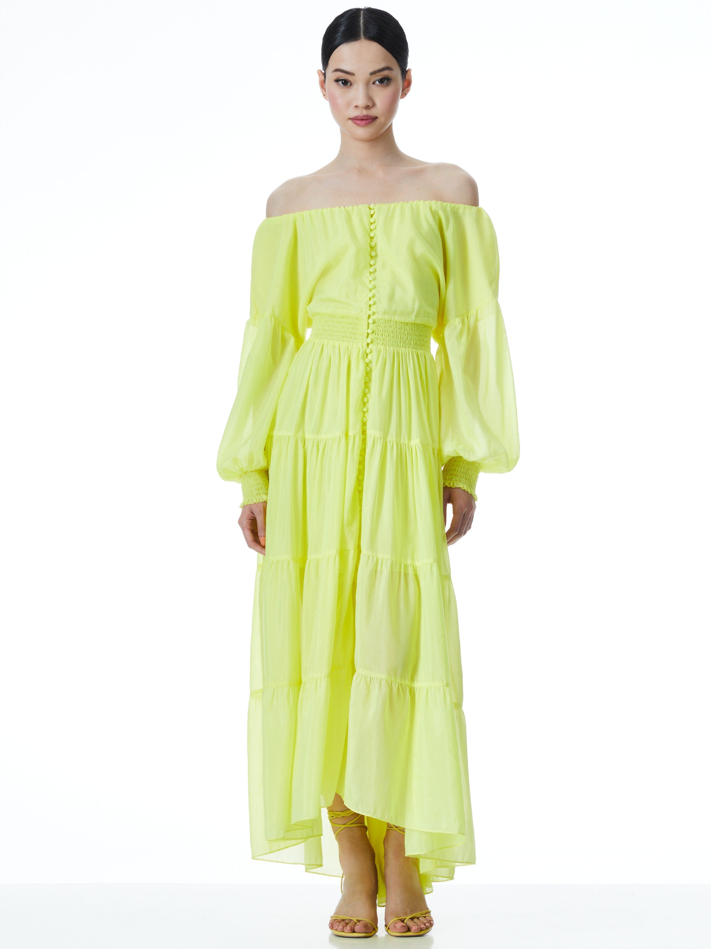 KIARA BUTTON FRONT HIGH LOW DRESS-ALICE + OLIVIA