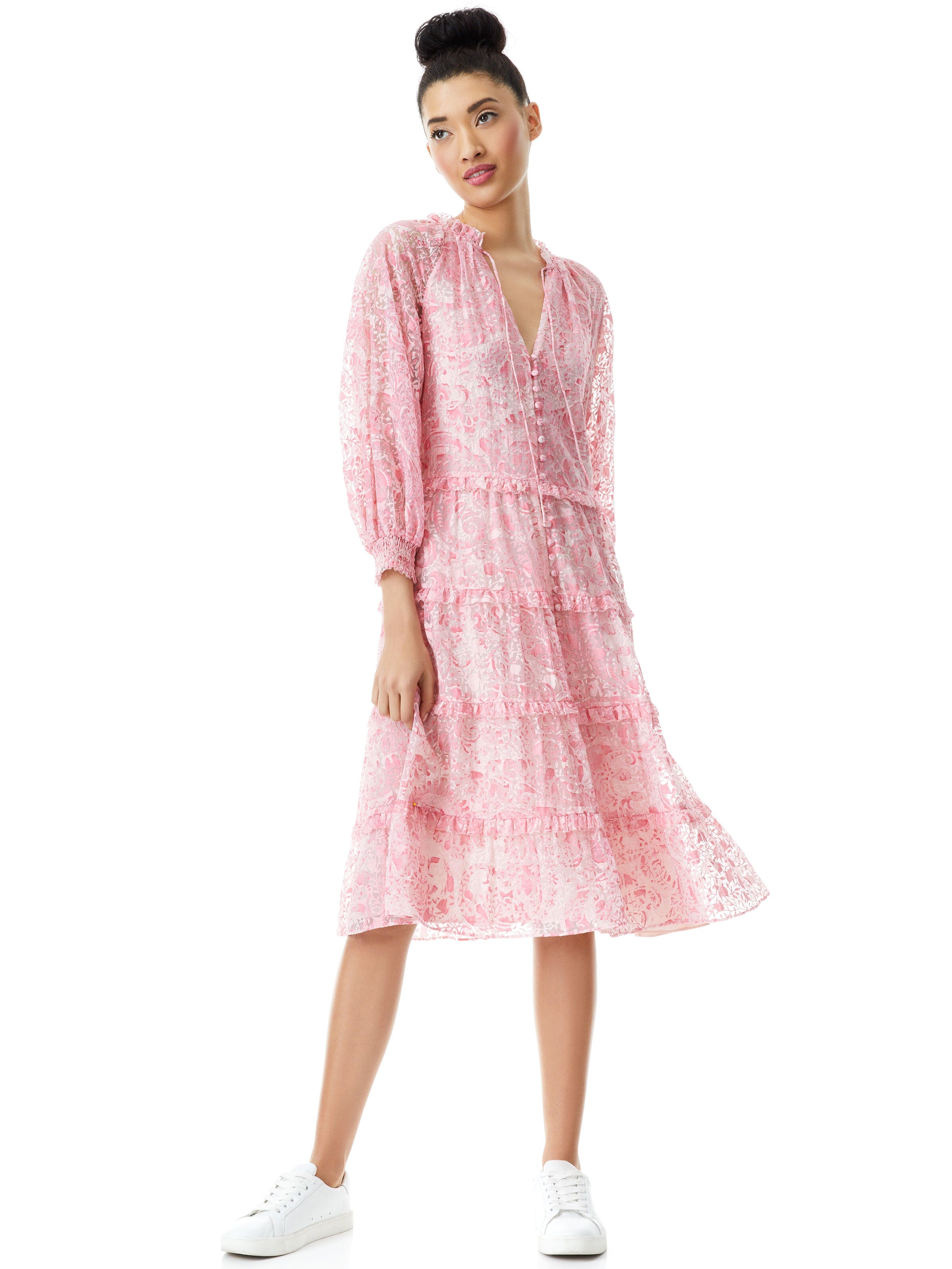 LAYLA BUTTON FRONT MIDI DRESS-ALICE + OLIVIA