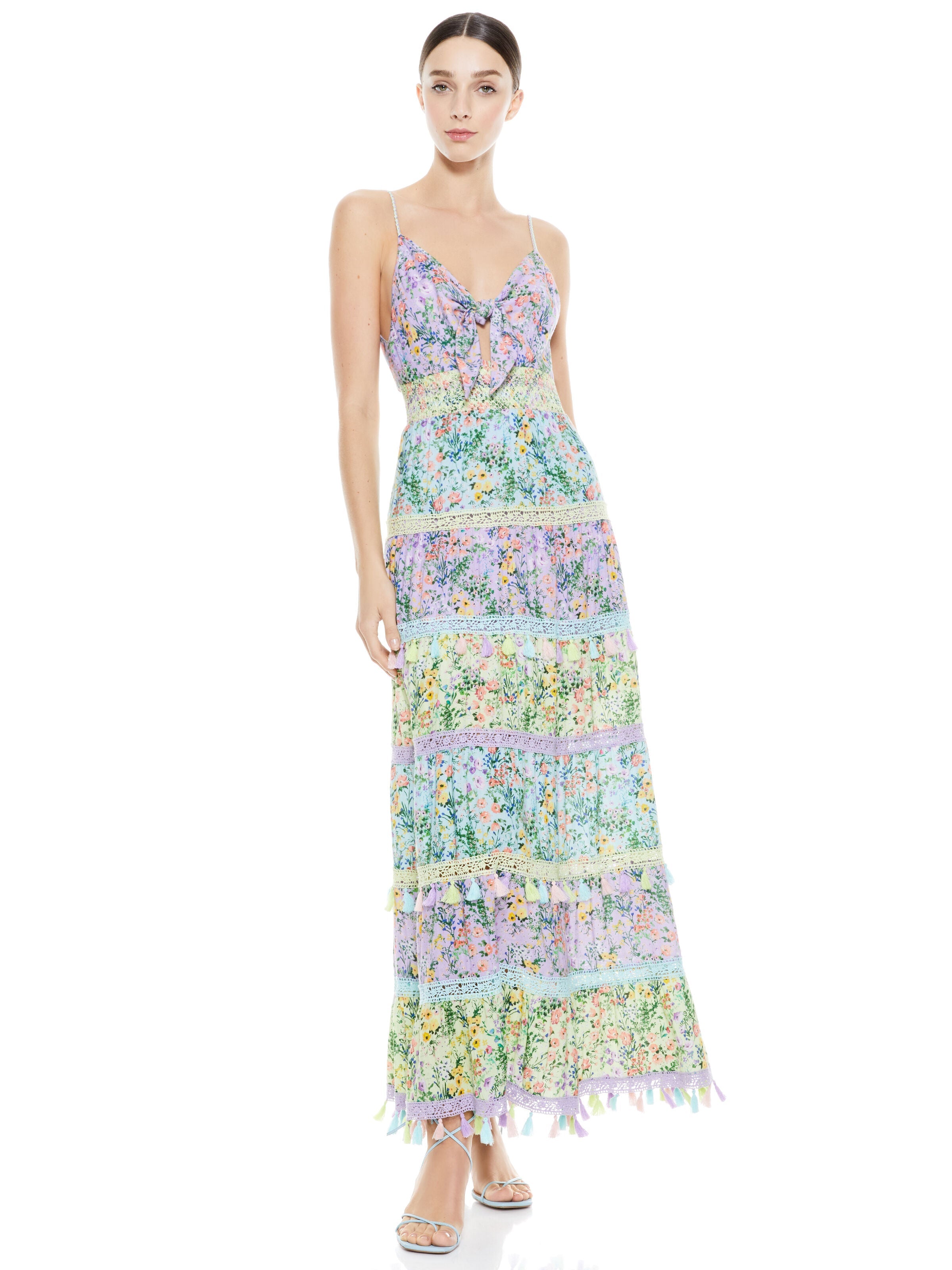 KAROLINA TIE FRONT MAXI DRESS-ALICE + OLIVIA