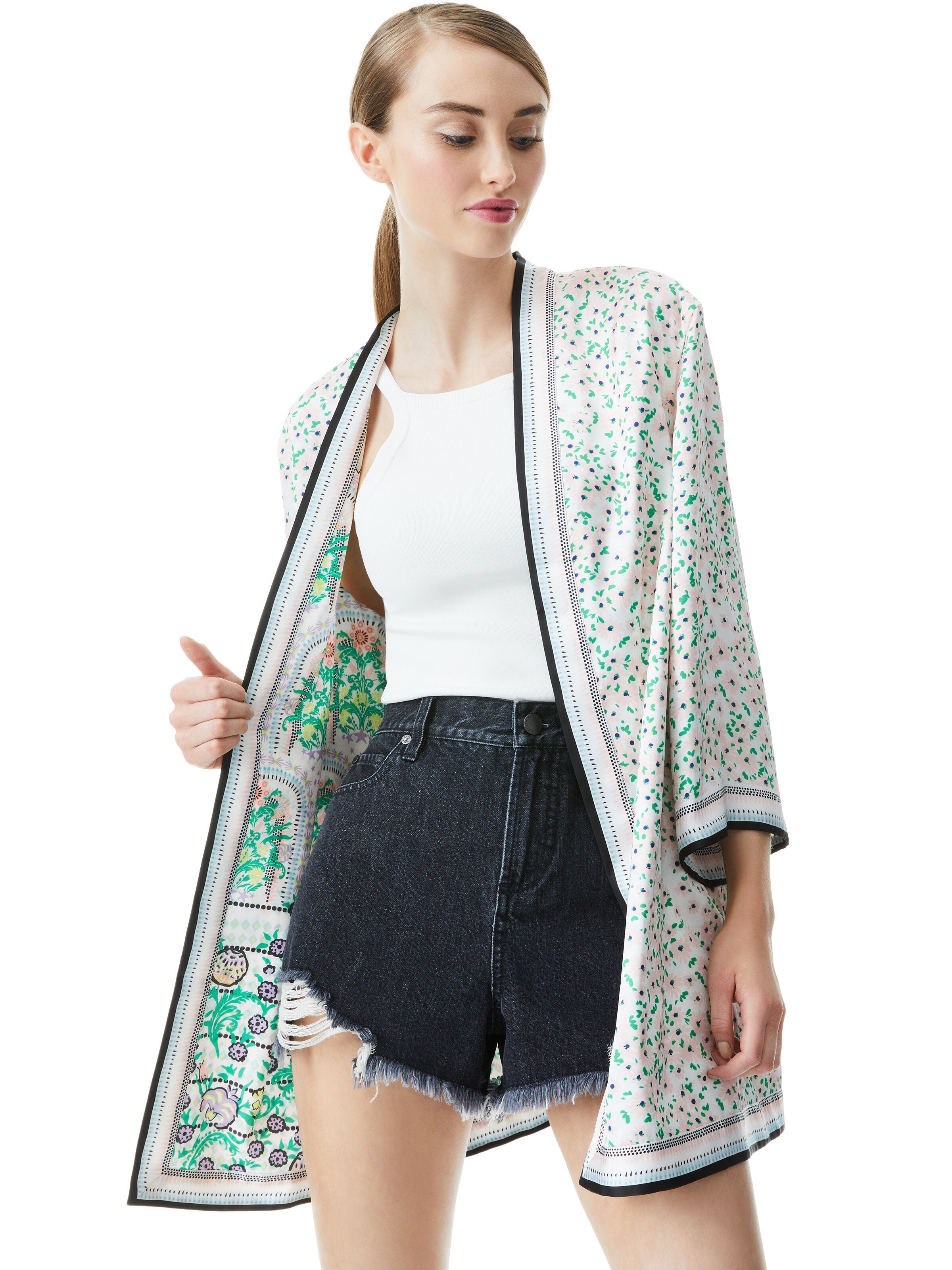 KOKO REVERSIBLE KIMONO-SUN VALLEY TRELLIS MULTI-ALICE + OLIVIA