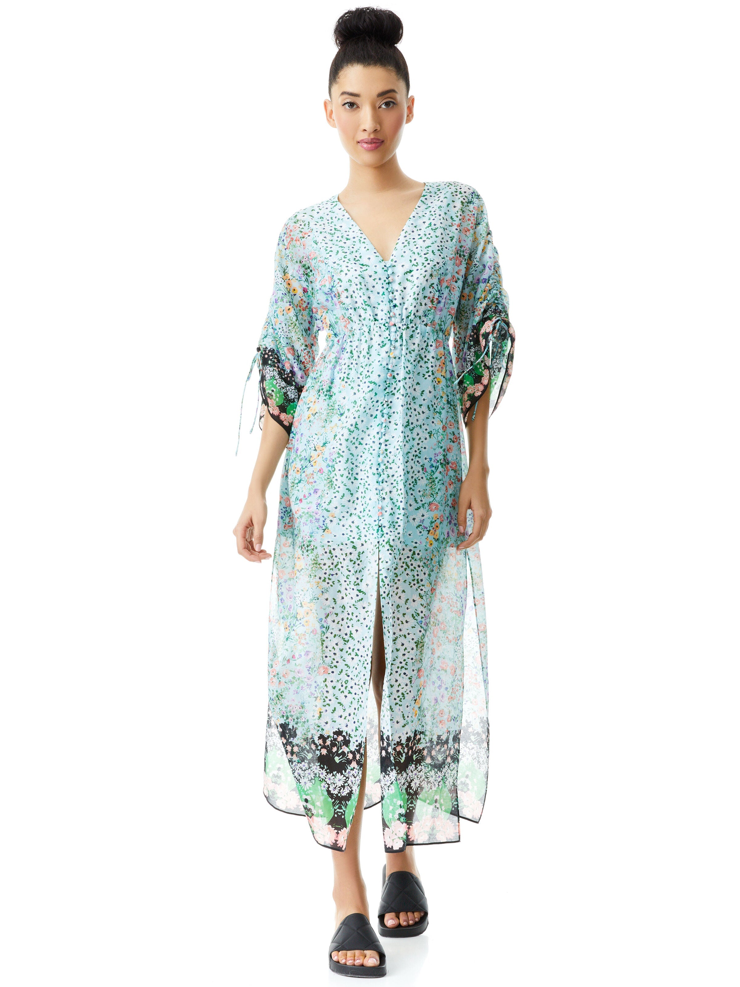 ARLINDA BUTTON FRONT MAXI DRESS-COASTAL GARDENS MULTI-ALICE + OLIVIA